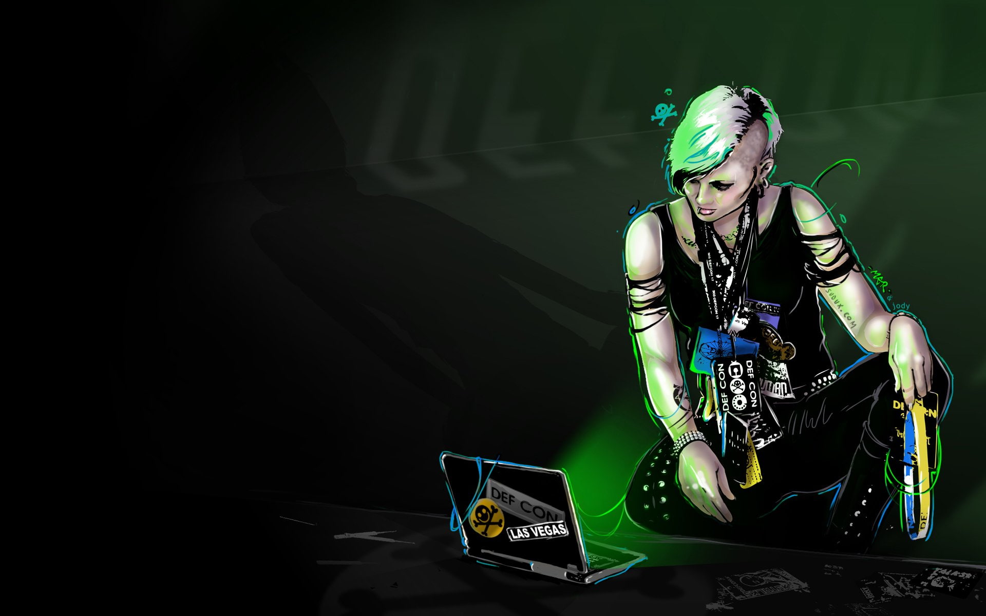 computers, hacking, hack, punk, 1080P, women, conference, geek, badges, defcon, HD Wallpaper