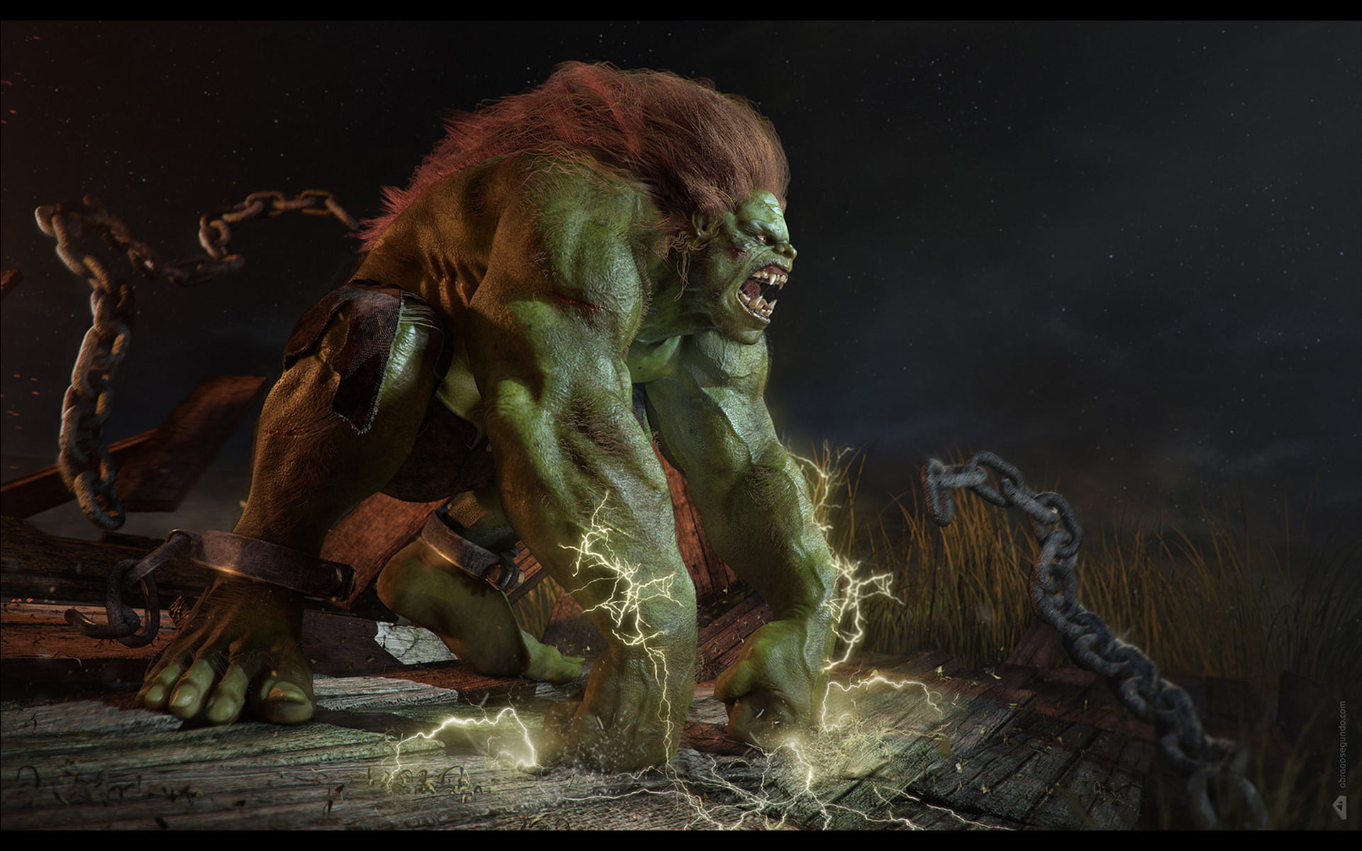 Blanka, fantasy art, fear, architecture, sculpture, fantasy, nature, digital art, digital composite, real people, art and craft, human representation, CGI, HD Wallpaper