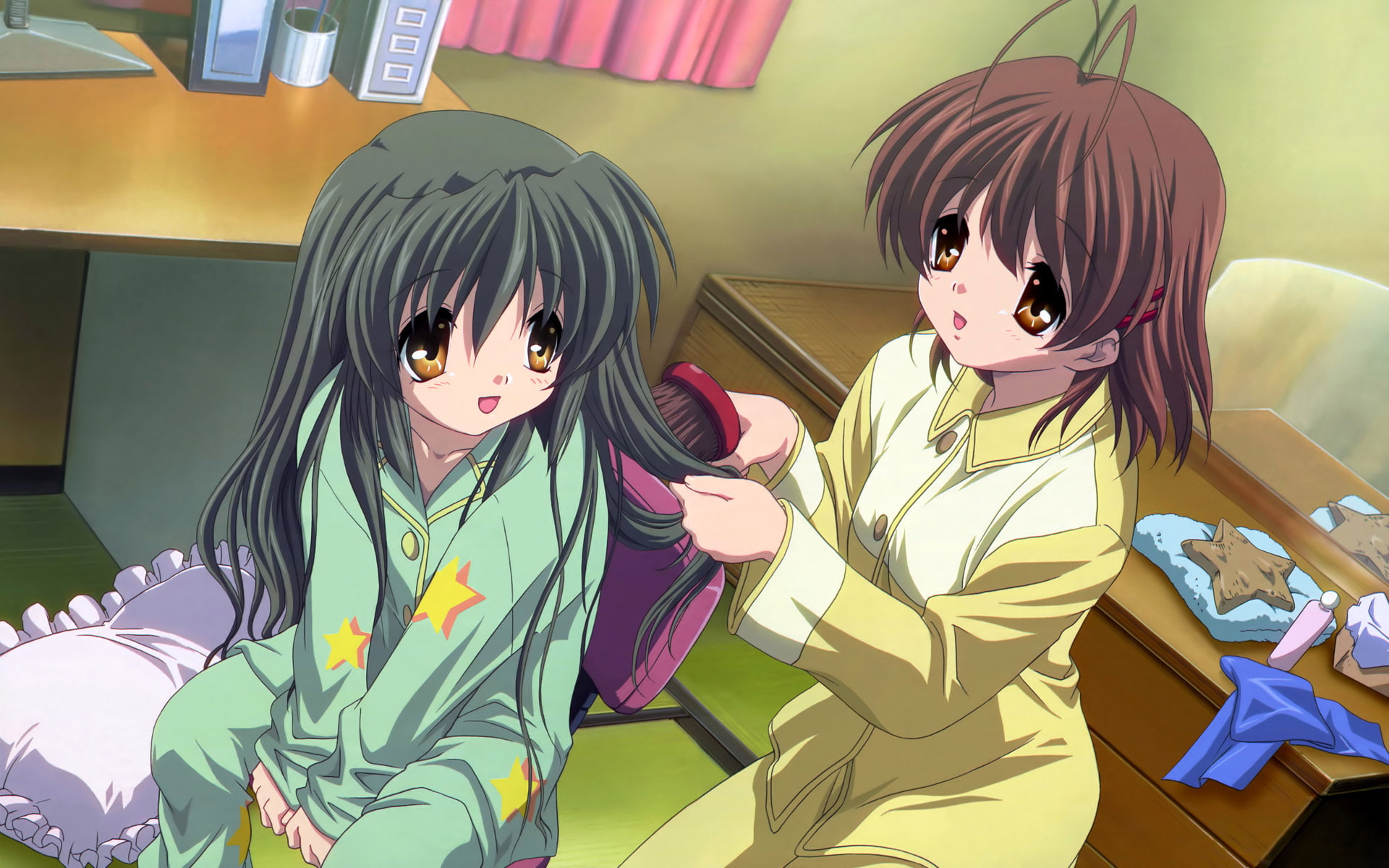 sisters, cute, anime, 1080P, HD Wallpaper