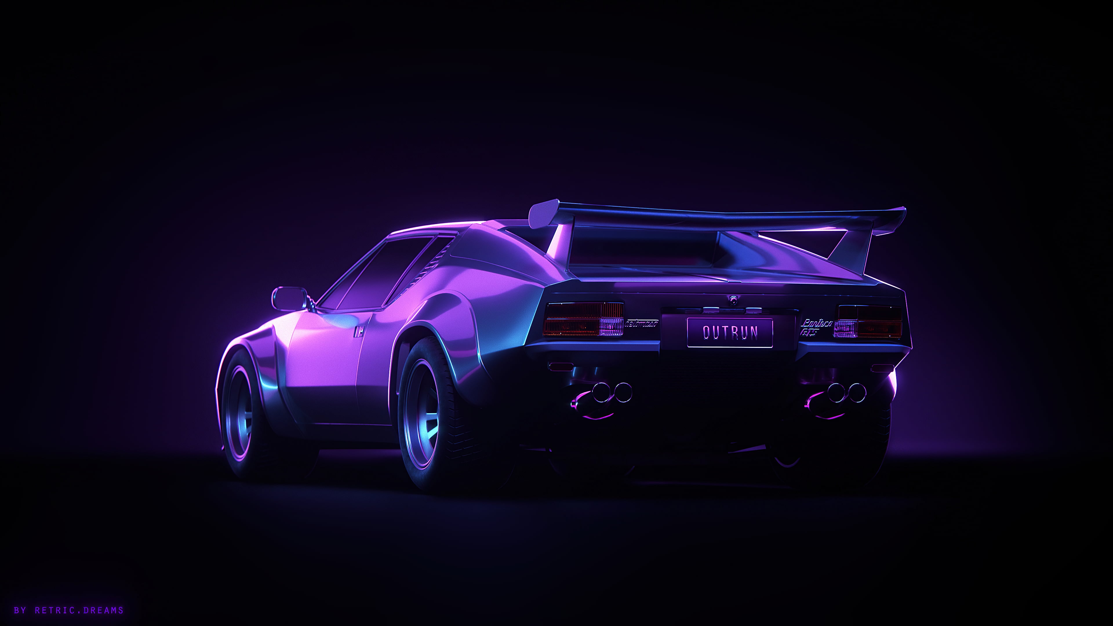violet, transport, artwork, De Tomaso Pantera GTS, car, vehicle, De Tomaso, purple, digital art, illustration, 4K, HD Wallpaper