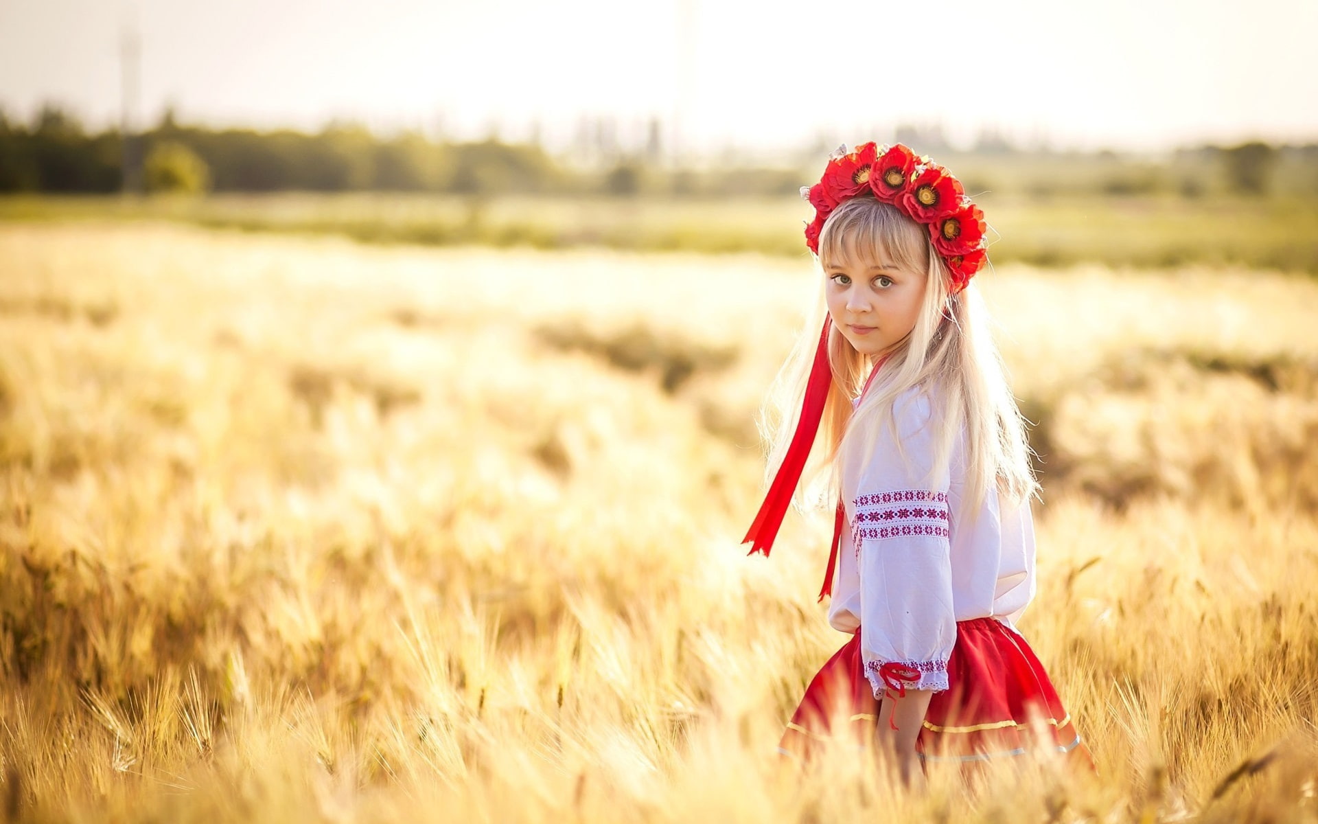 Wheat, Field, 1080P, Little, Girl, Ukraine, Cute, HD Wallpaper