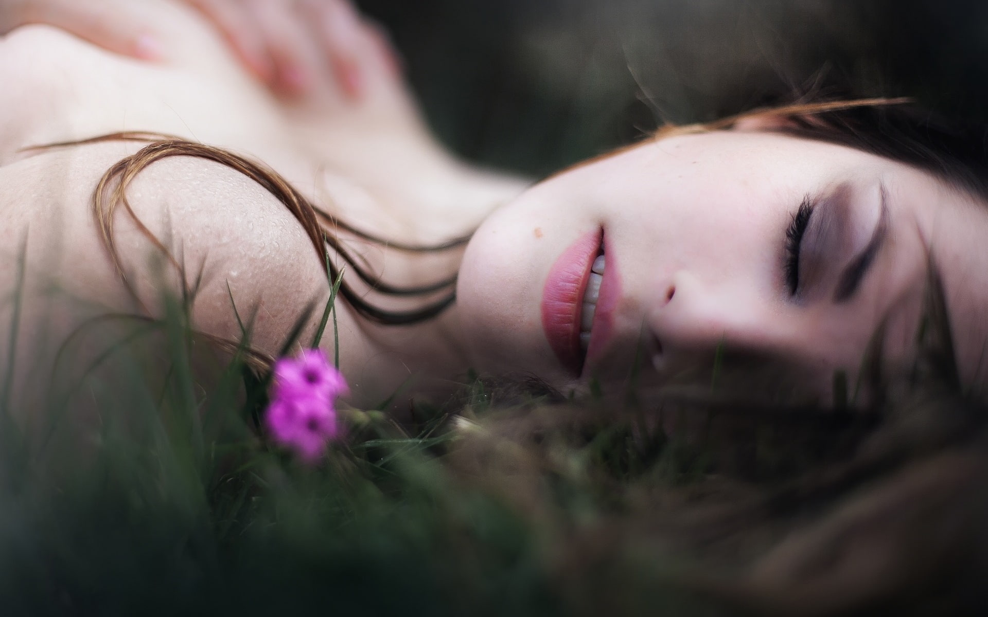 Bokeh, Flower, Girl, 1080P, Sleeping, HD Wallpaper