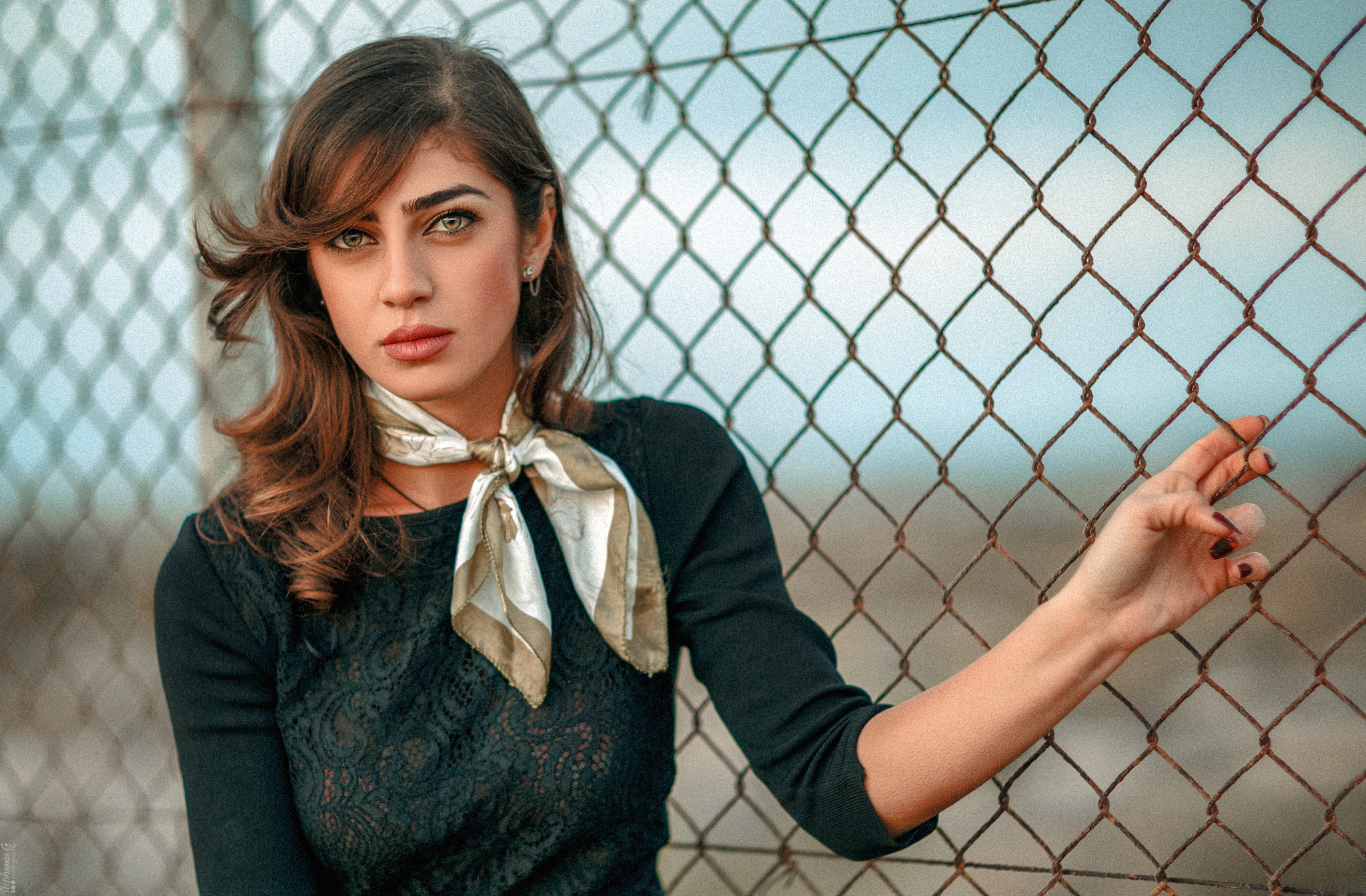 hair, model, young women, beautiful woman, contemplation, one person, outdoors, adult, hairstyle, sideways glance, fence, women, wire, long hair, 500px, HD Wallpaper