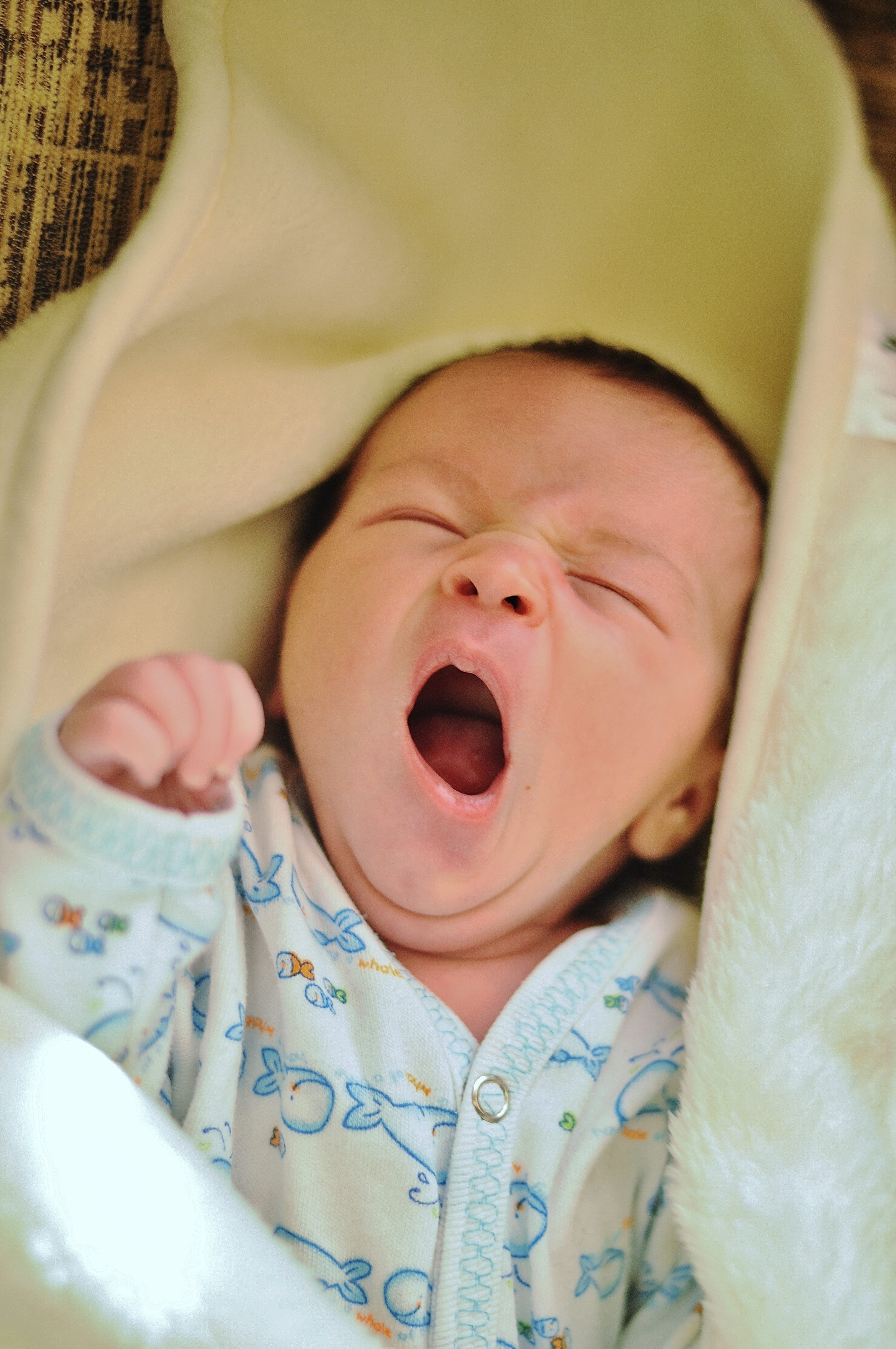 bed, cute, infant, yellow, mouth open, childhood, yawn, blanket, shirt, mouth, babyhood, young, human Face, baby, people, caucasian Ethnicity, new Life, Phone HD Wallpaper