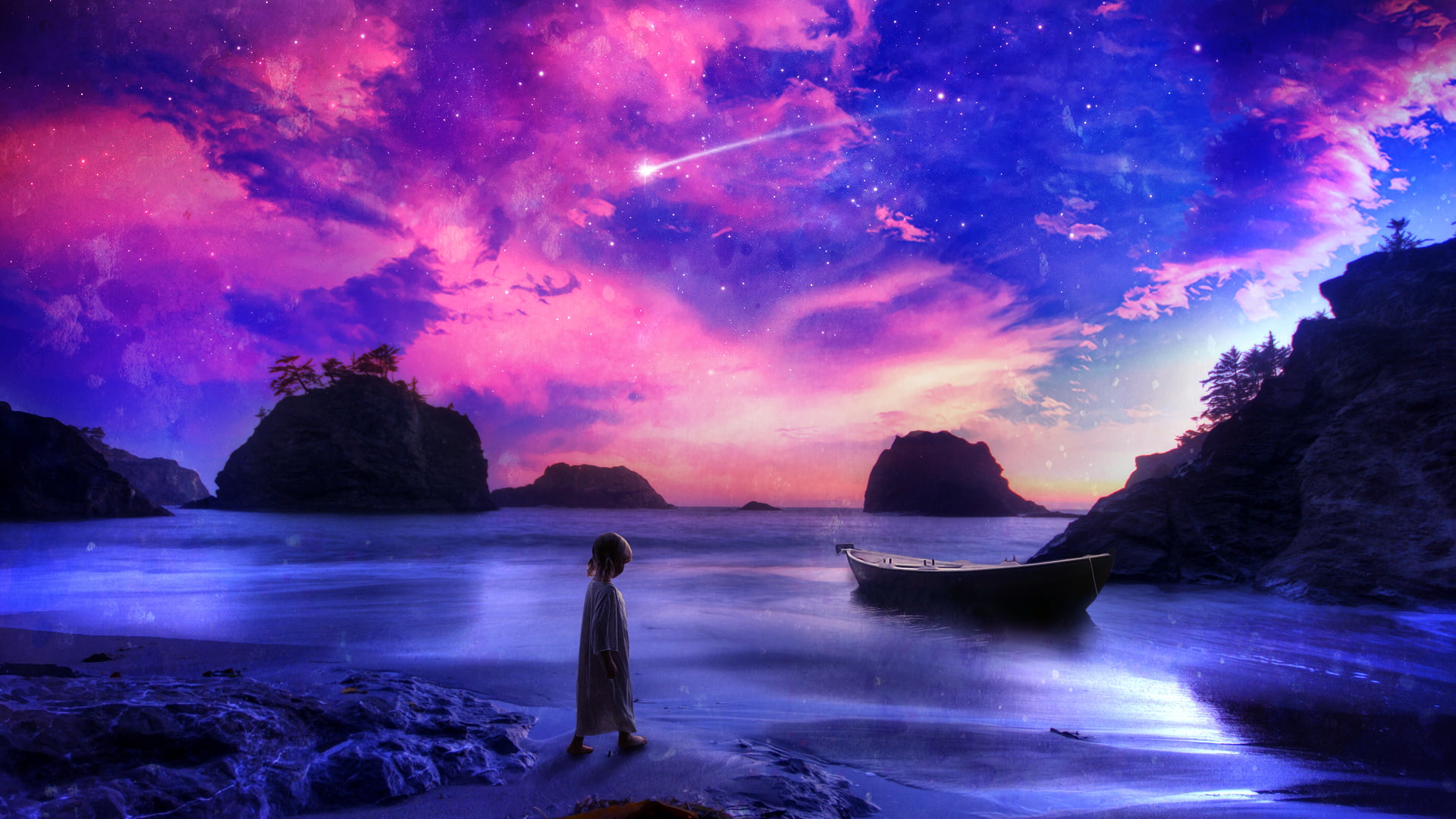 Purple, Star, children, real people, stars, beach, nature, beauty in nature, babies, one person, Cartoon, tranquil scene, standing, land, outdoors, rock - object, HD Wallpaper