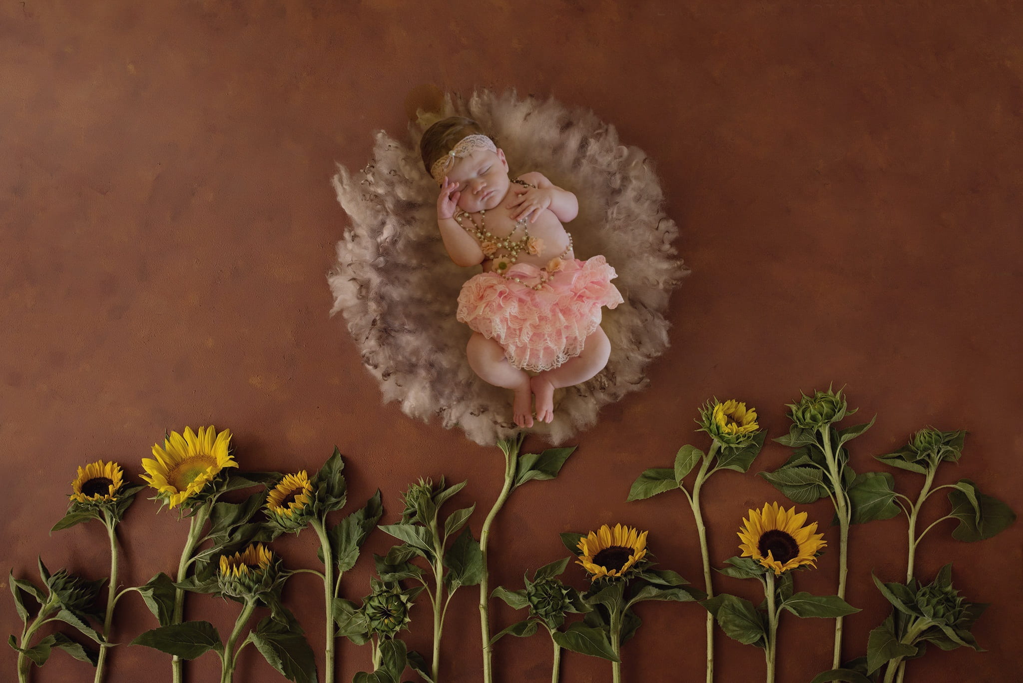 lovely, sleep, propped, cute, nature, young, small, lying, portrait, infant, child, no people, flower, posed, little, fragility, fur, baby, pink color, HD Wallpaper