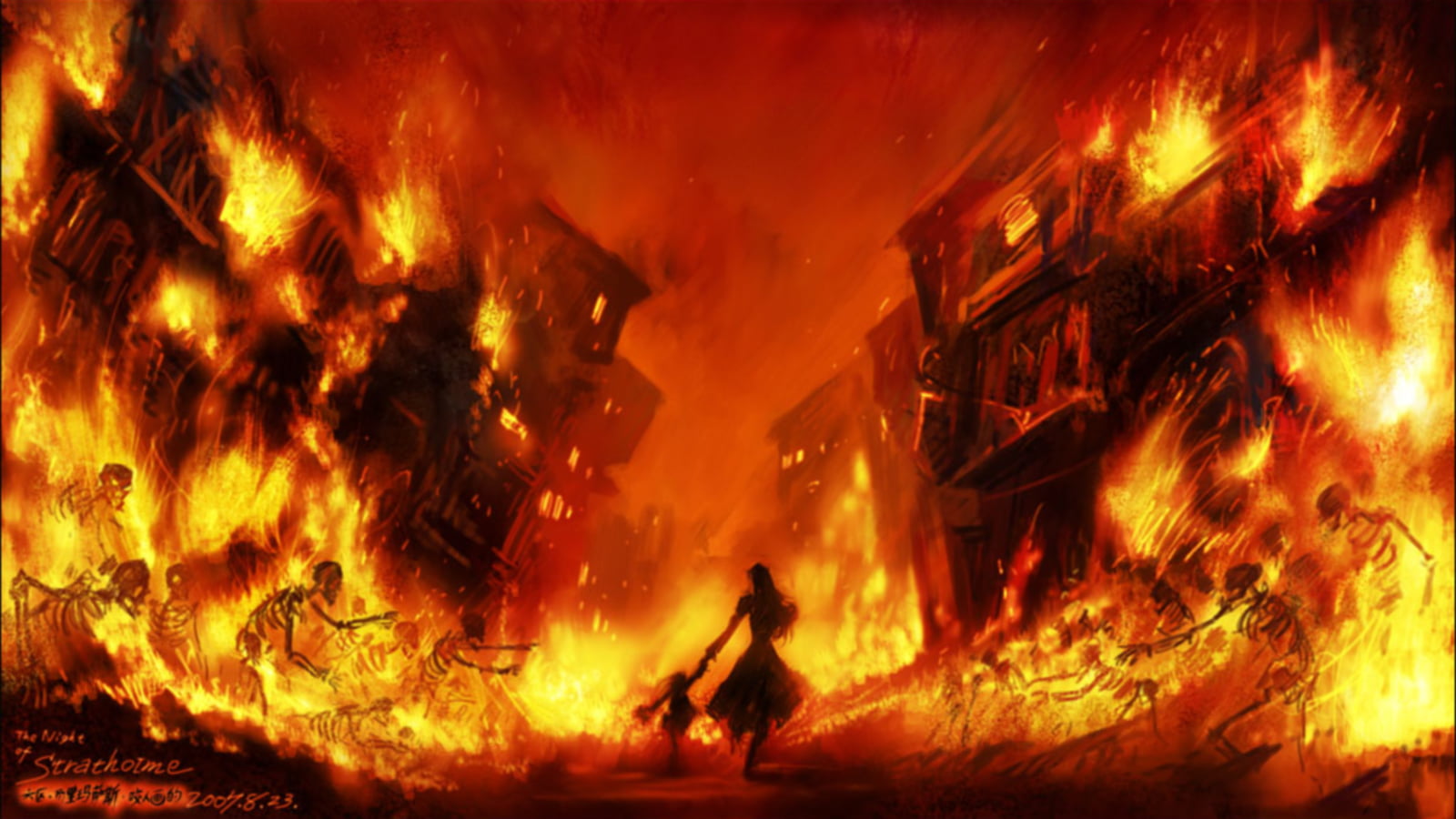 burning, skeleton, one person, video games, motion, fantasy art, night, toddler, communication, red, fire - natural phenomenon, World of Warcraft, 720P, HD Wallpaper
