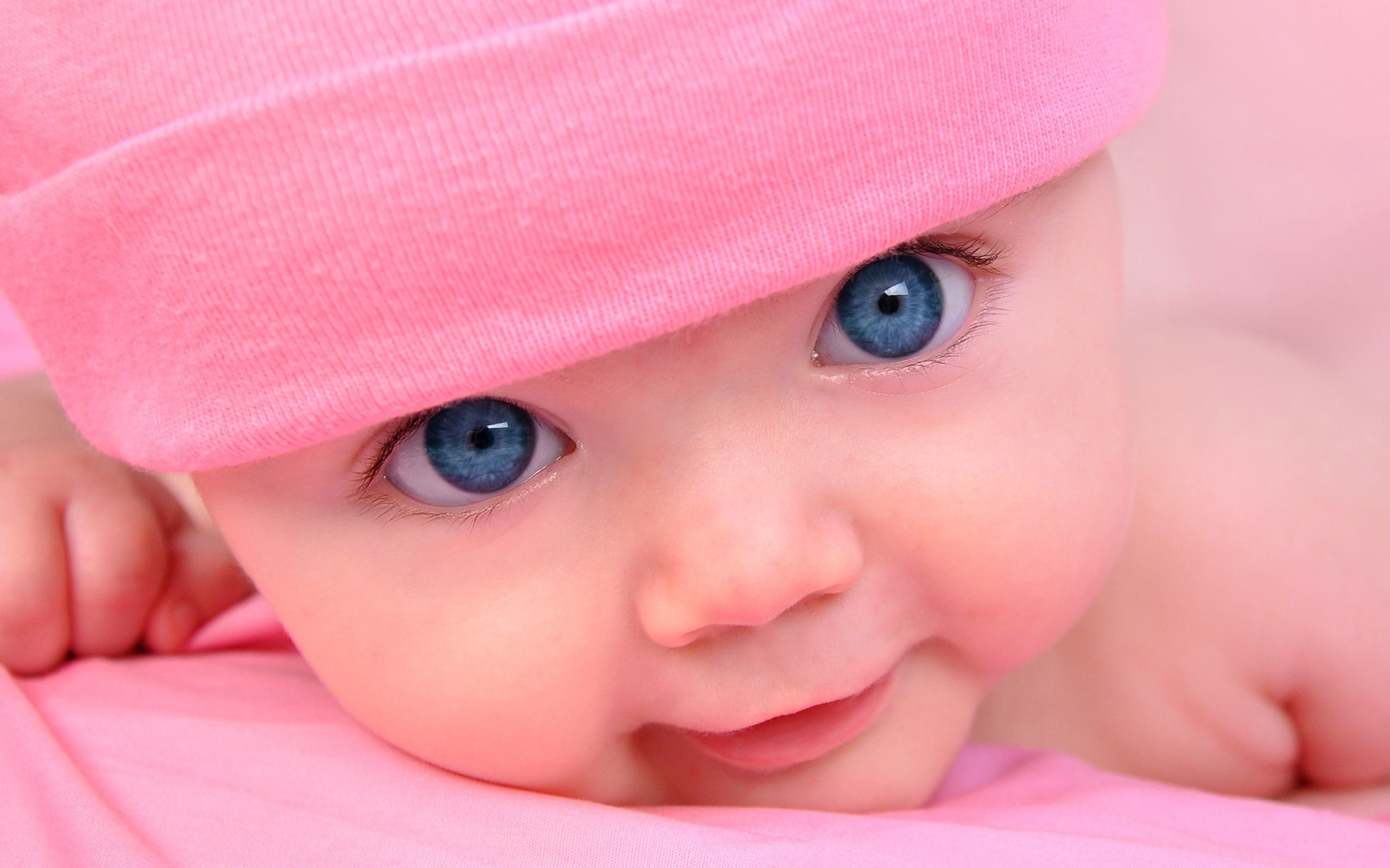 babyhood, caucasian Ethnicity, happiness, pink, babies And Children, toddler, facial Expression, close-up, s, human Face, baby, people, pink Color, innocence, HD Wallpaper