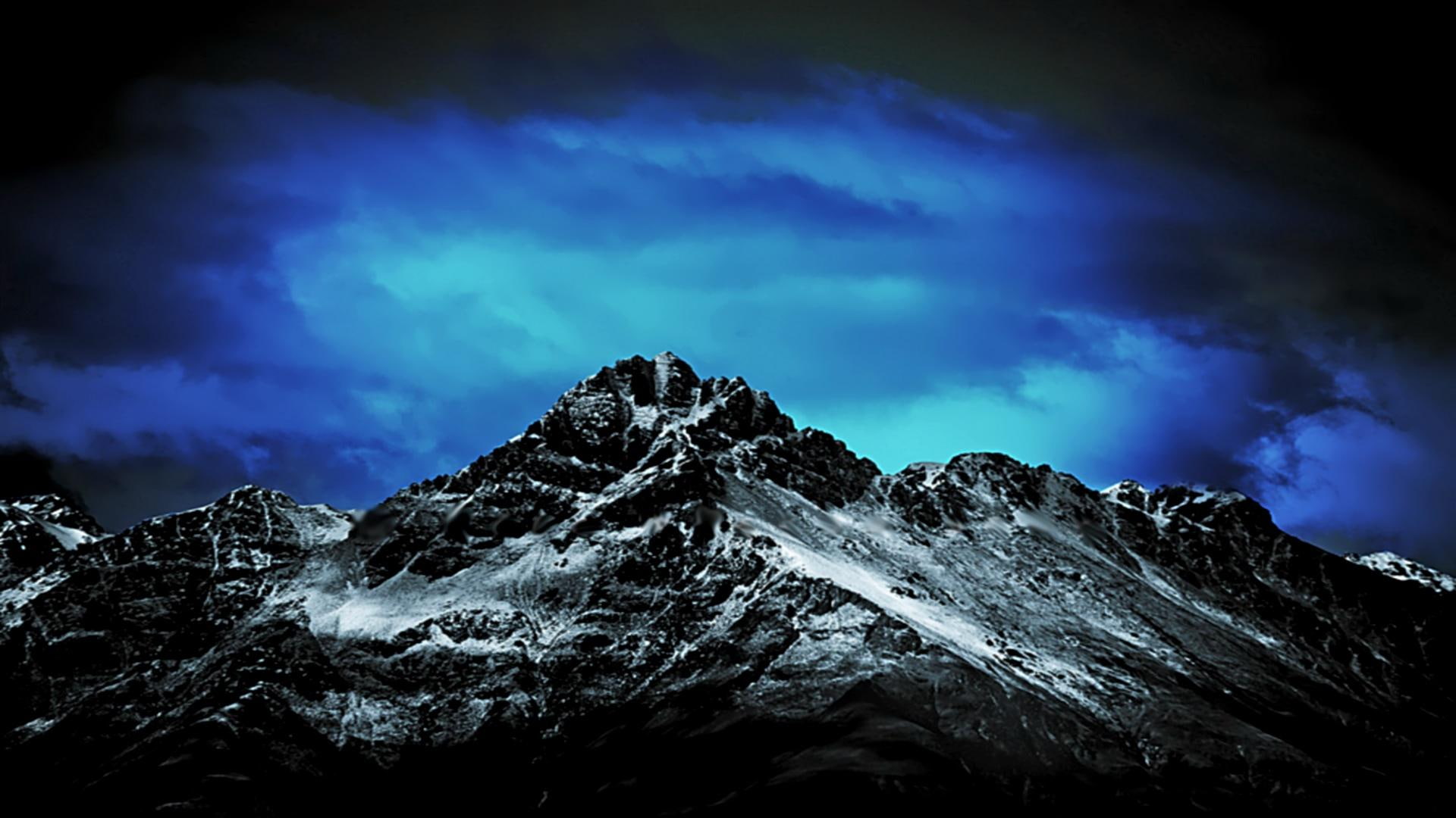 black, come, dare, blue, clouds, mountain, 3d and abstract, 1080P, HD Wallpaper