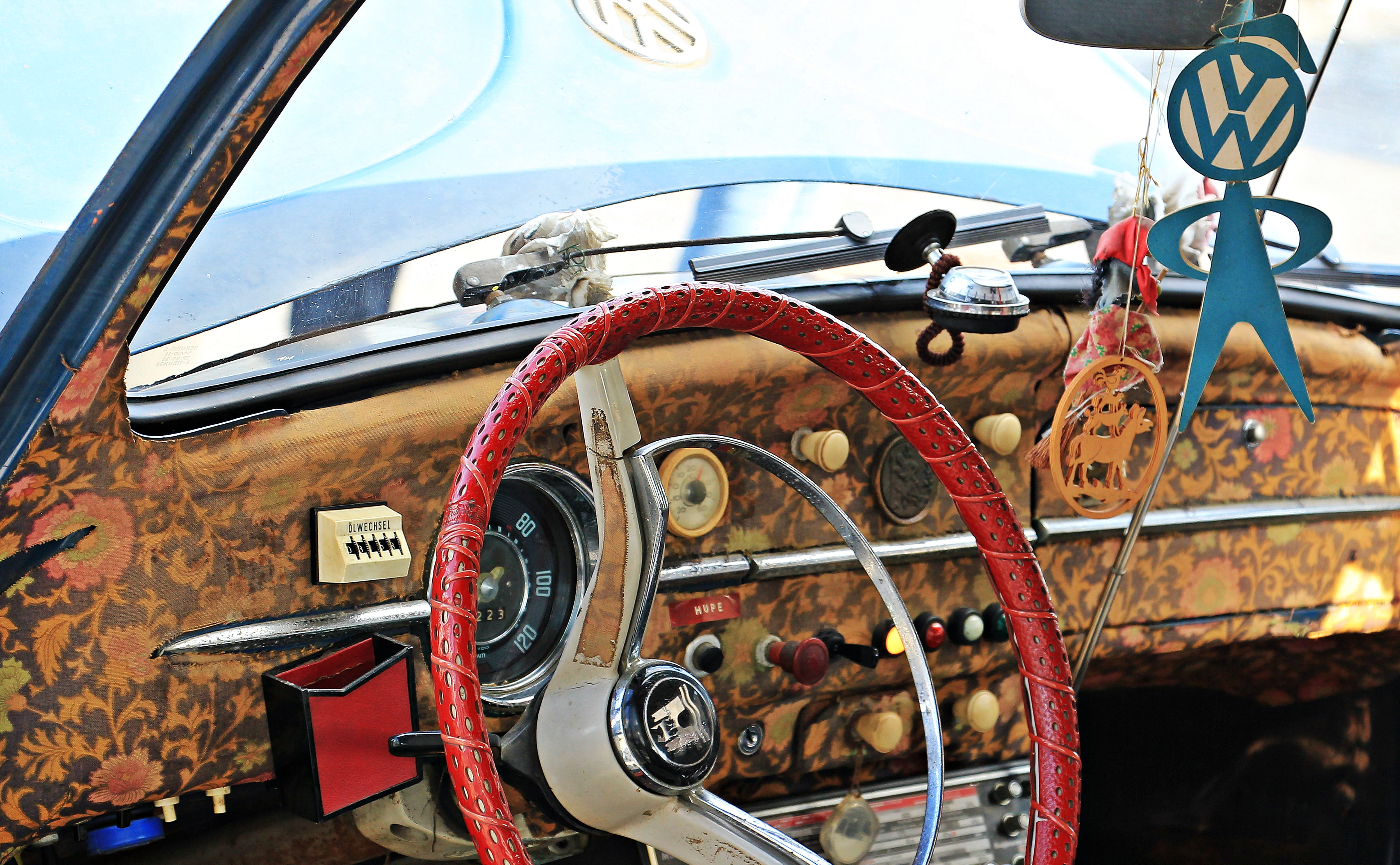 control panel, retro, beetle, no people, retro styled, detail, wheel, land vehicle, steering wheel, close up, old, hippie-car, year built 1956, details, HD Wallpaper