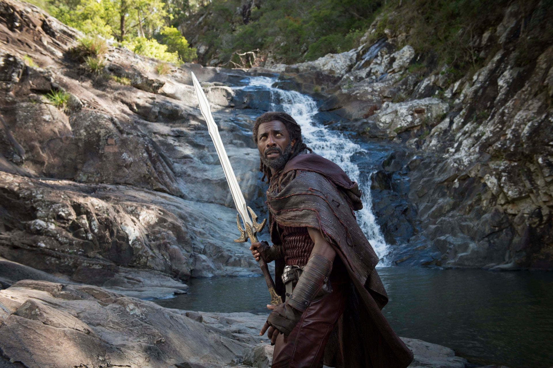 rock, river, Movie, mid adult, front view, 1080P, one person, flowing water, Thor: Ragnarok, portrait, leisure activity, day, adult, nature, Idris Elba, HD Wallpaper