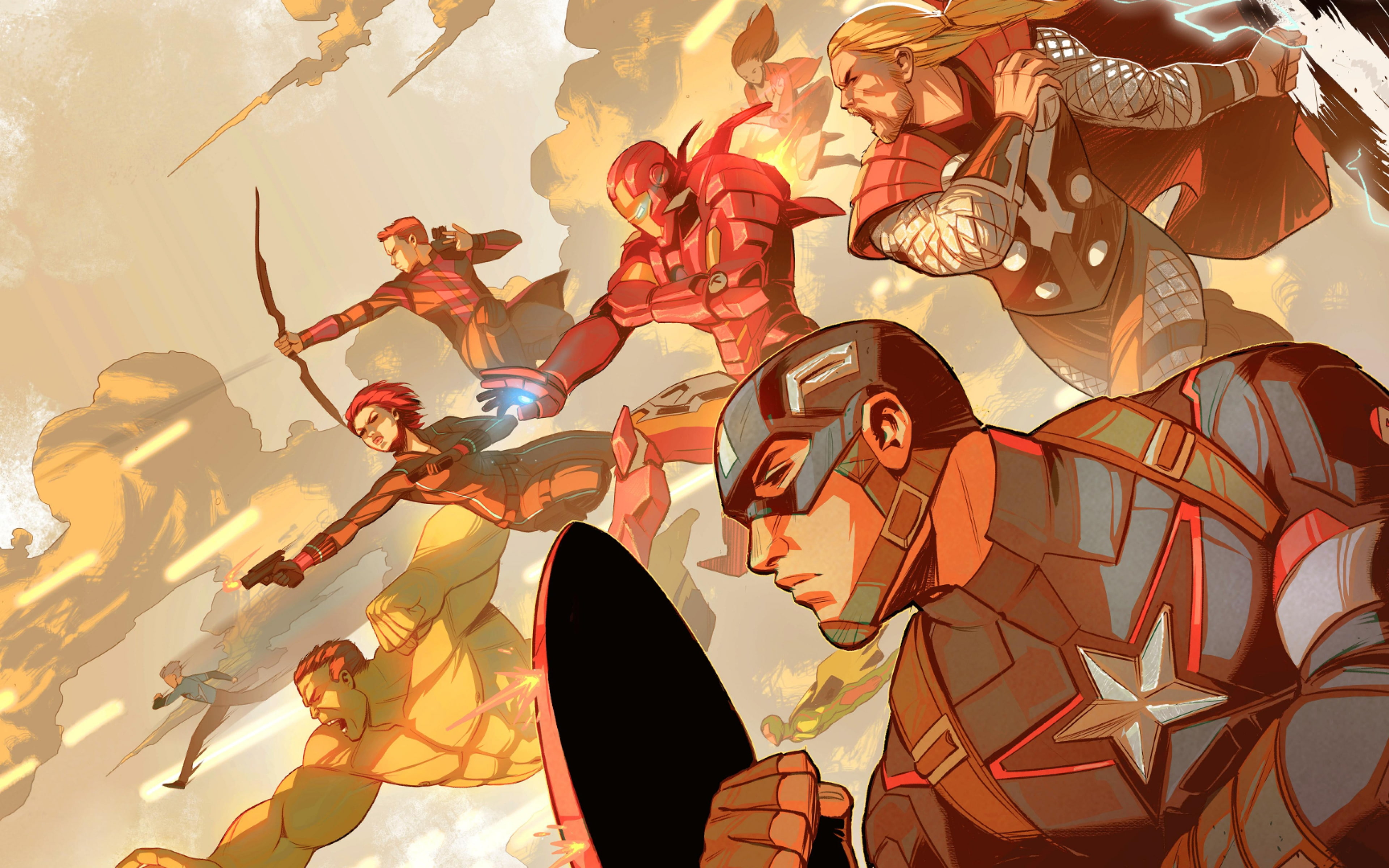 Quicksilver (Marvel Comics), Black Widow, 4K, Iron Man, Hawkeye, Thor, The Avengers, Captain America, Hulk, Scarlet Witch, Avengers: Age of Ultron, HD Wallpaper
