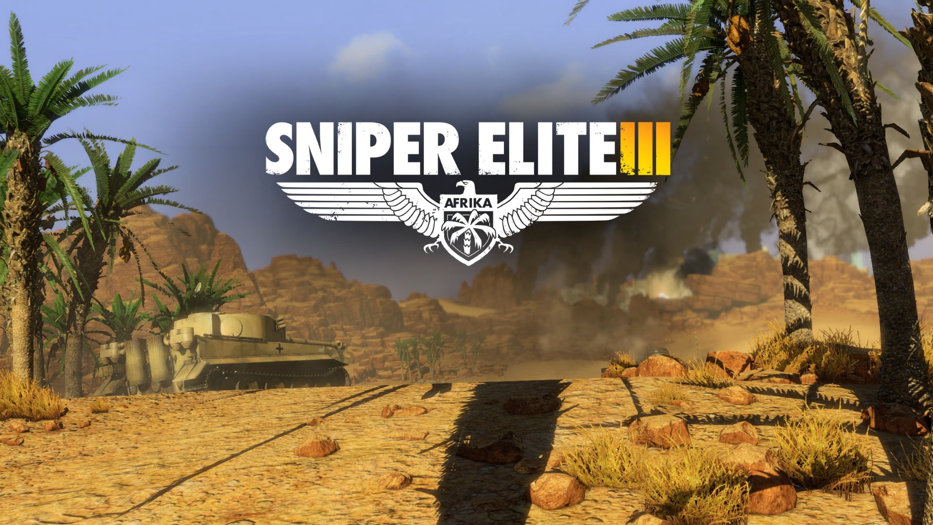 travel Destinations, 2014, tree, sunset, sniper elite iii, built structure, outdoors, palm Tree, plant, blue, travel, sniper, sign, war, sky, architecture, HD Wallpaper
