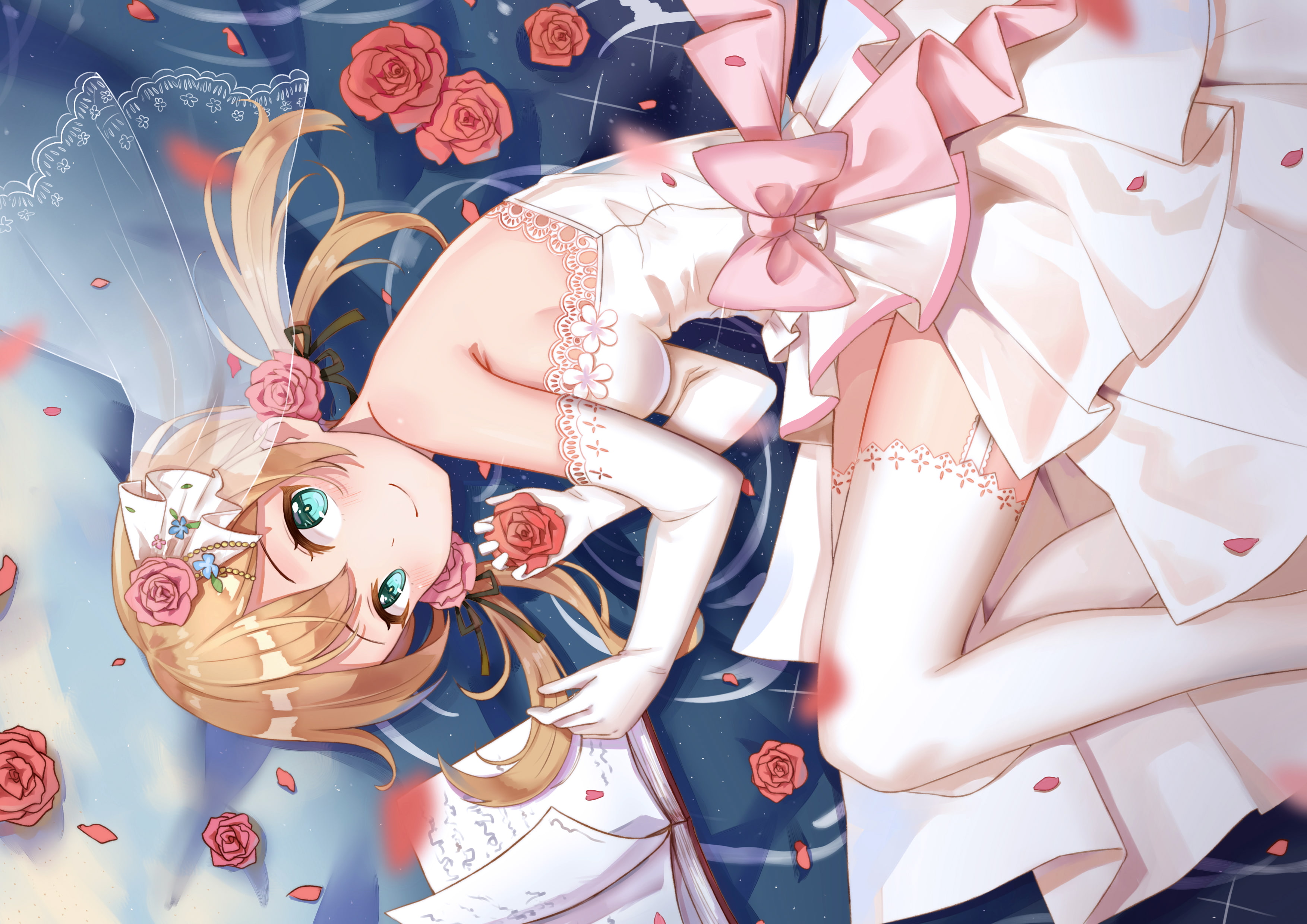thigh-highs, wedding dress, Prinz Eugen (KanColle), 2K, white dress, Kantai Collection, HD Wallpaper