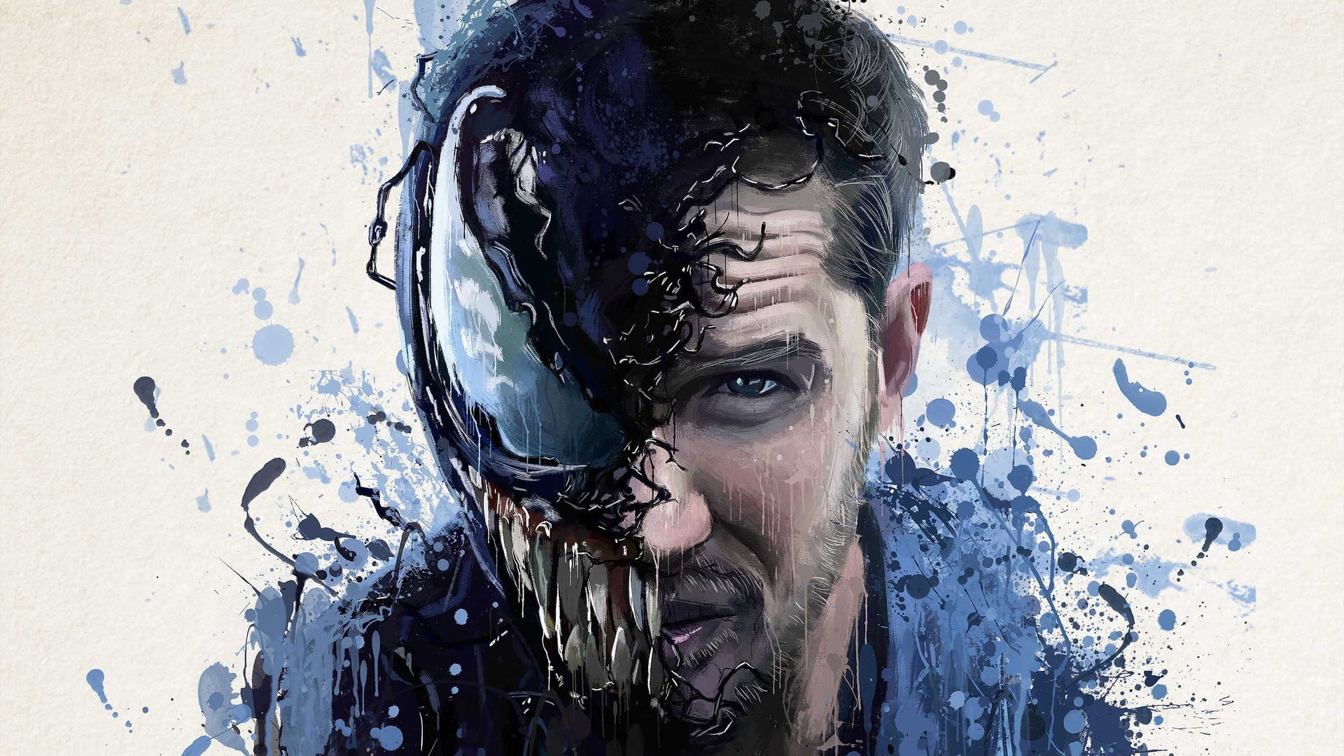 art, background, Venom, abstraction, 1080P, blots, horror, Tom Hardy, figure, fiction, poster, HD Wallpaper