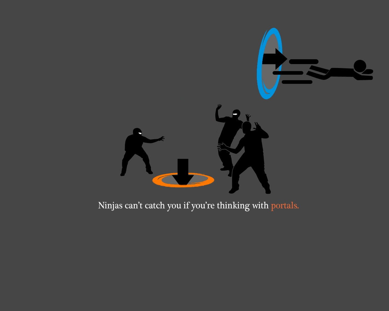 ninjas cant catch you if, 720P, humor, Portal (game), ninjas, HD Wallpaper