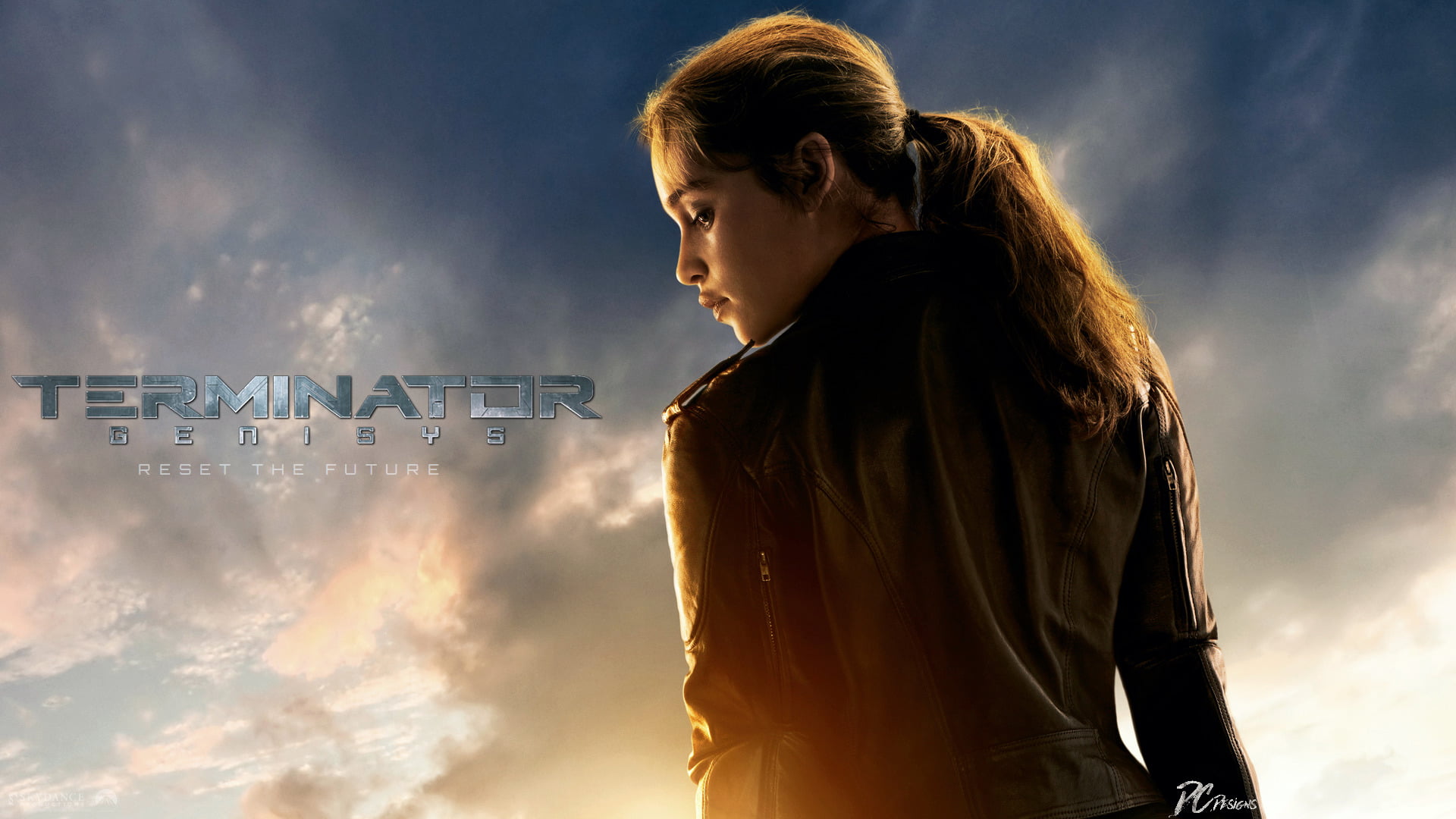 side view, waist up, women, sunlight, long hair, cloud - sky, hair, sunset, young women, one person, Sarah Connor, outdoors, Emilia Clarke, Poster, adult, HD Wallpaper