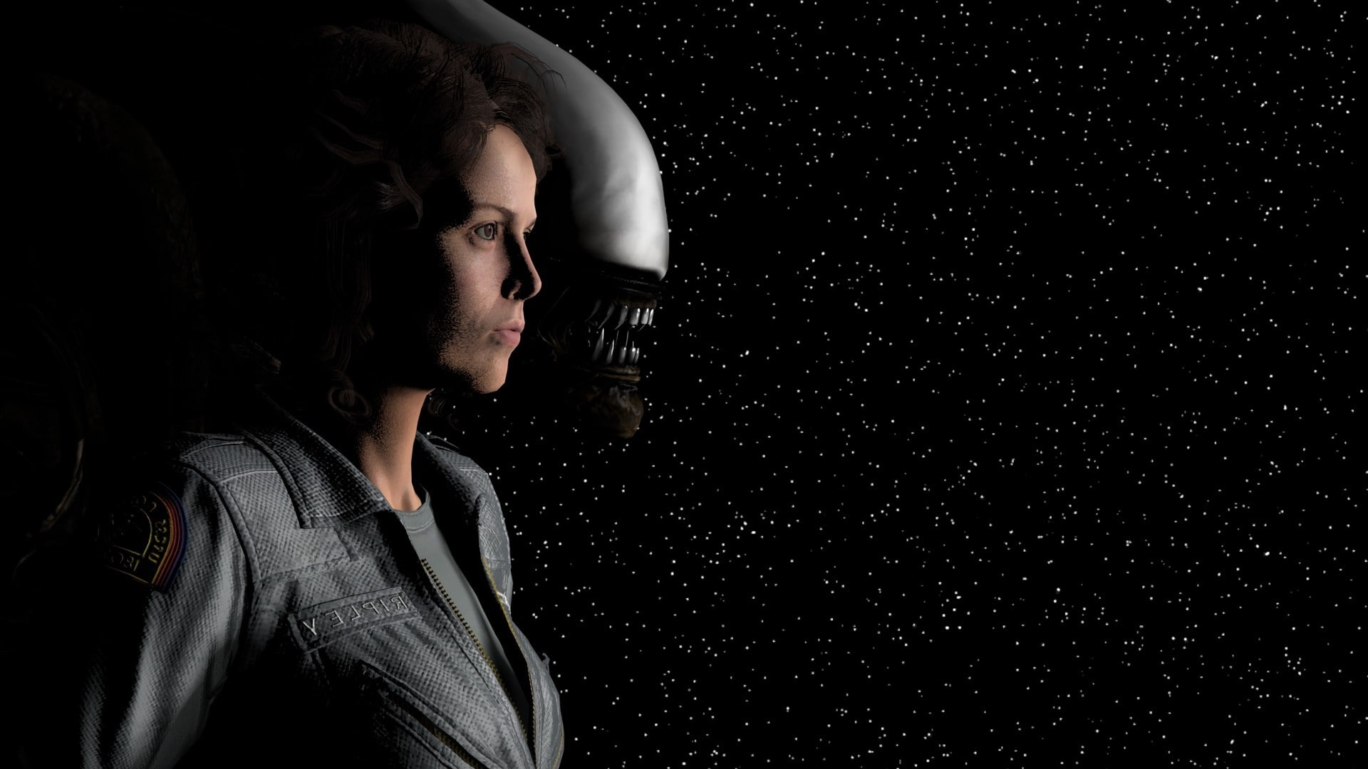 actress, universe, night, looking, one person, side view, Alien (movie), digital composite, women, leisure activity, lifestyles, Movie Poster, 1080P, studio shot, HD Wallpaper