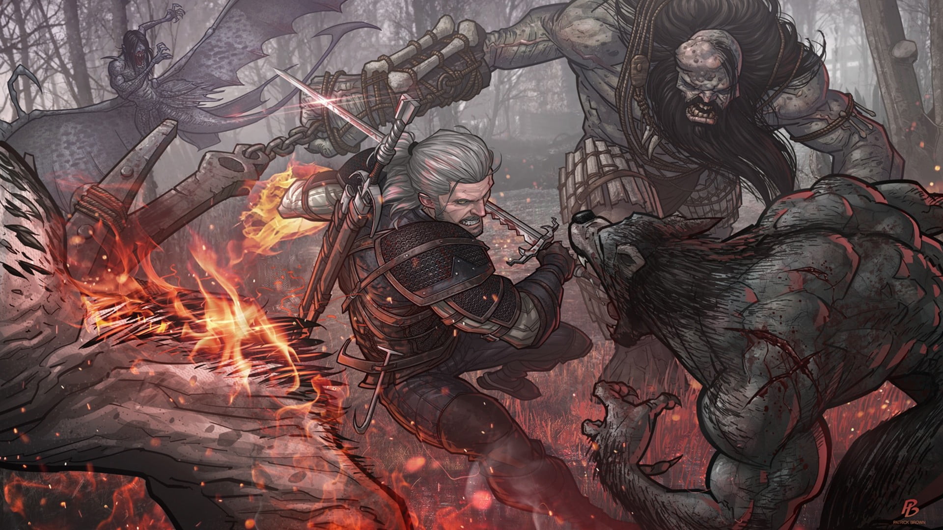 young women, young adult, adult, clothing, fire, outdoors, women, illustration, young men, game, emotion, people, The Witcher 3: Wild Hunt, lifestyles, HD Wallpaper
