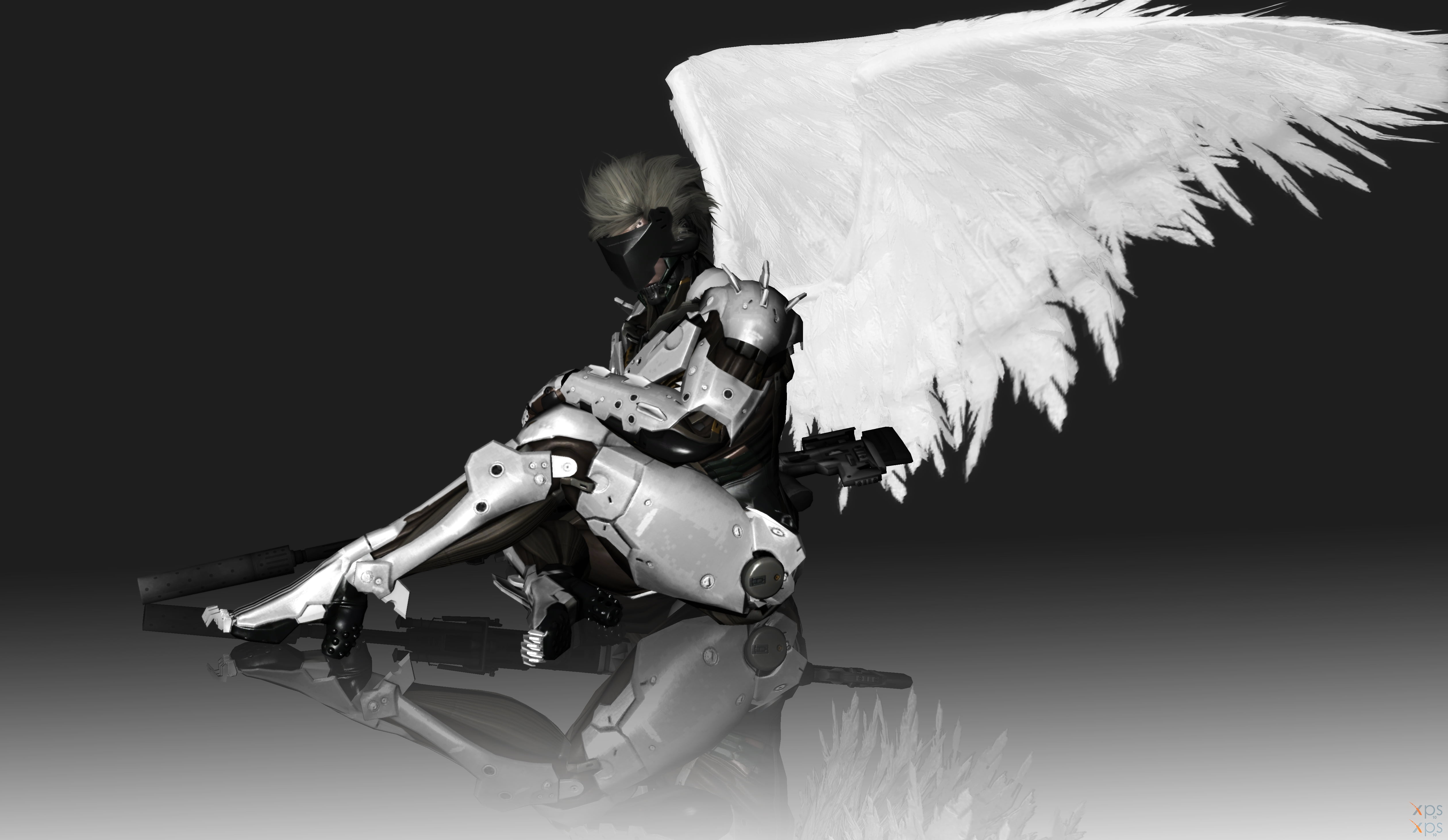 Jack the Ripper, black background, 4K, art and craft, vertebrate, bird, technology, cyborg, Metal Gear Rising: Revengeance, feather, cyborg ninja, nature, HD Wallpaper