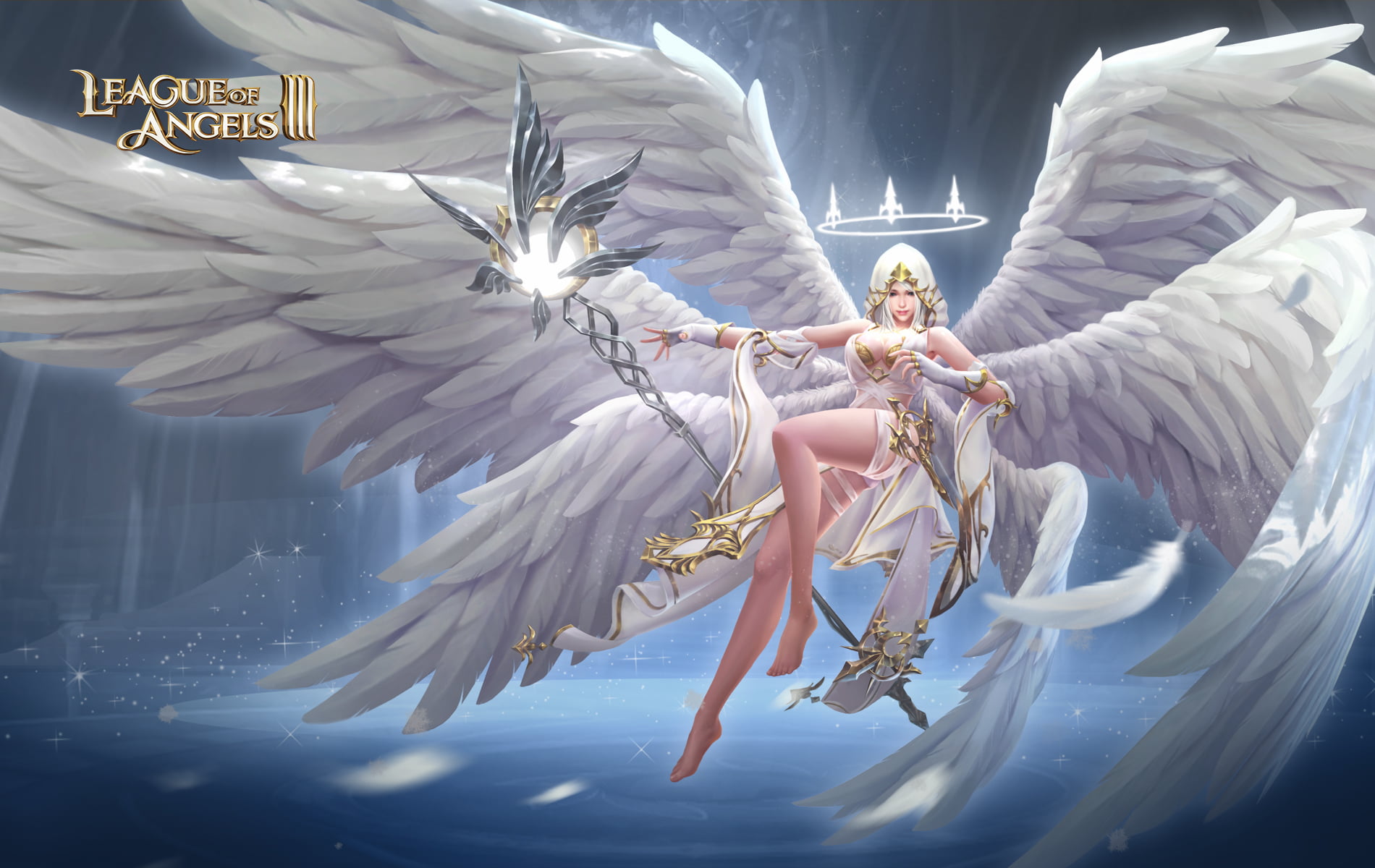 720P, spirituality, angel, water, white color, league, iii, day, art and craft, representation, nature, architecture, human representation, built structure, HD Wallpaper