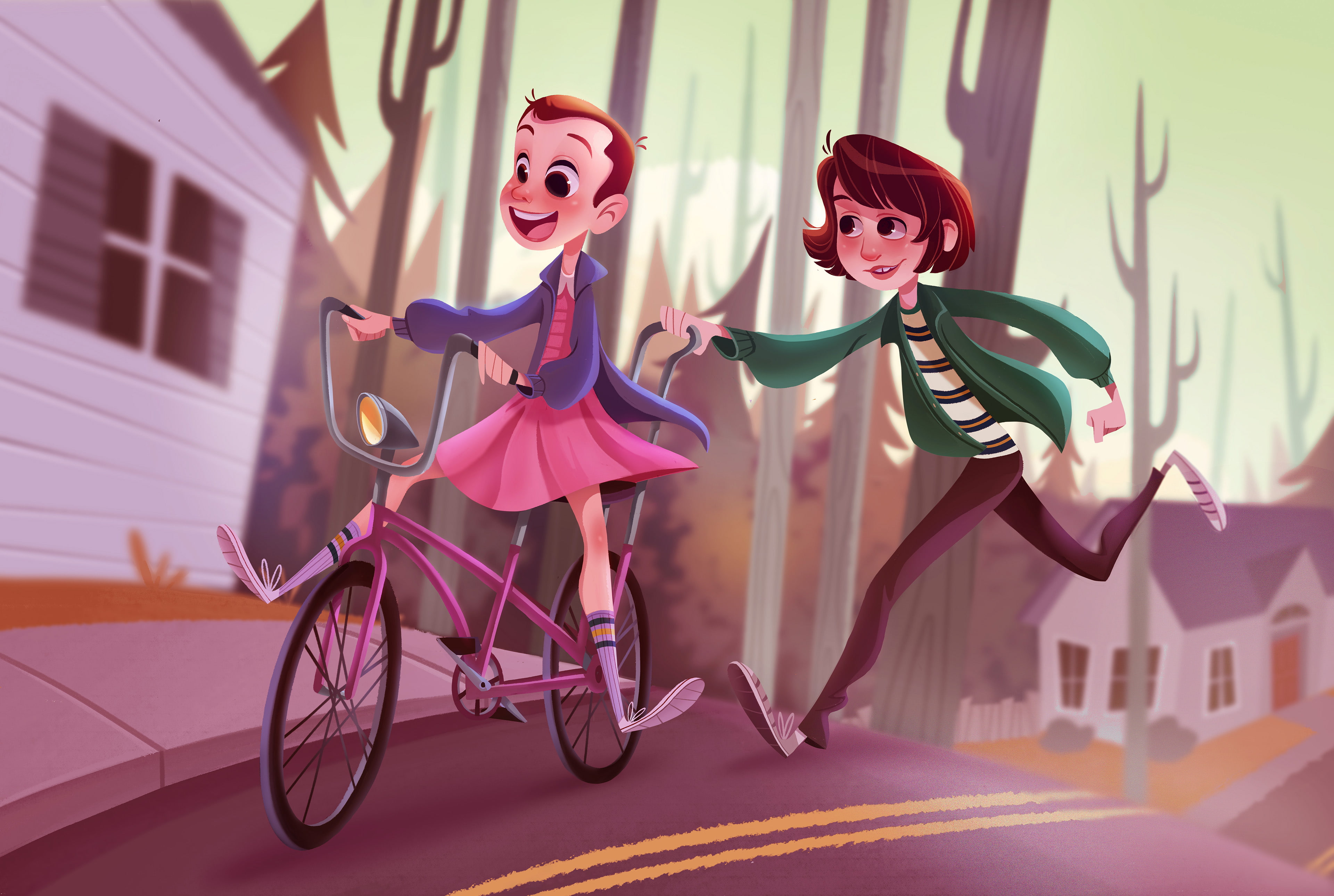 tv shows, stranger things, happiness, fun, full length, digital art, 4k, lifestyles, focus on foreground, emotion, young adult, toy, hd, sunlight, bicycle, HD Wallpaper