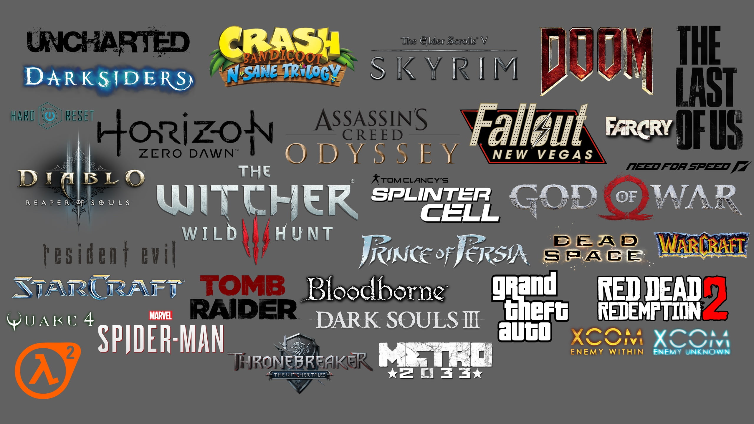 nfs, assassins creed odyssey, the last of us, crash bandicoot, The witcher 3 wild hunt, uncharted, tomb raider, horizon zero dawn, bloodborne, darksiders, HD Wallpaper