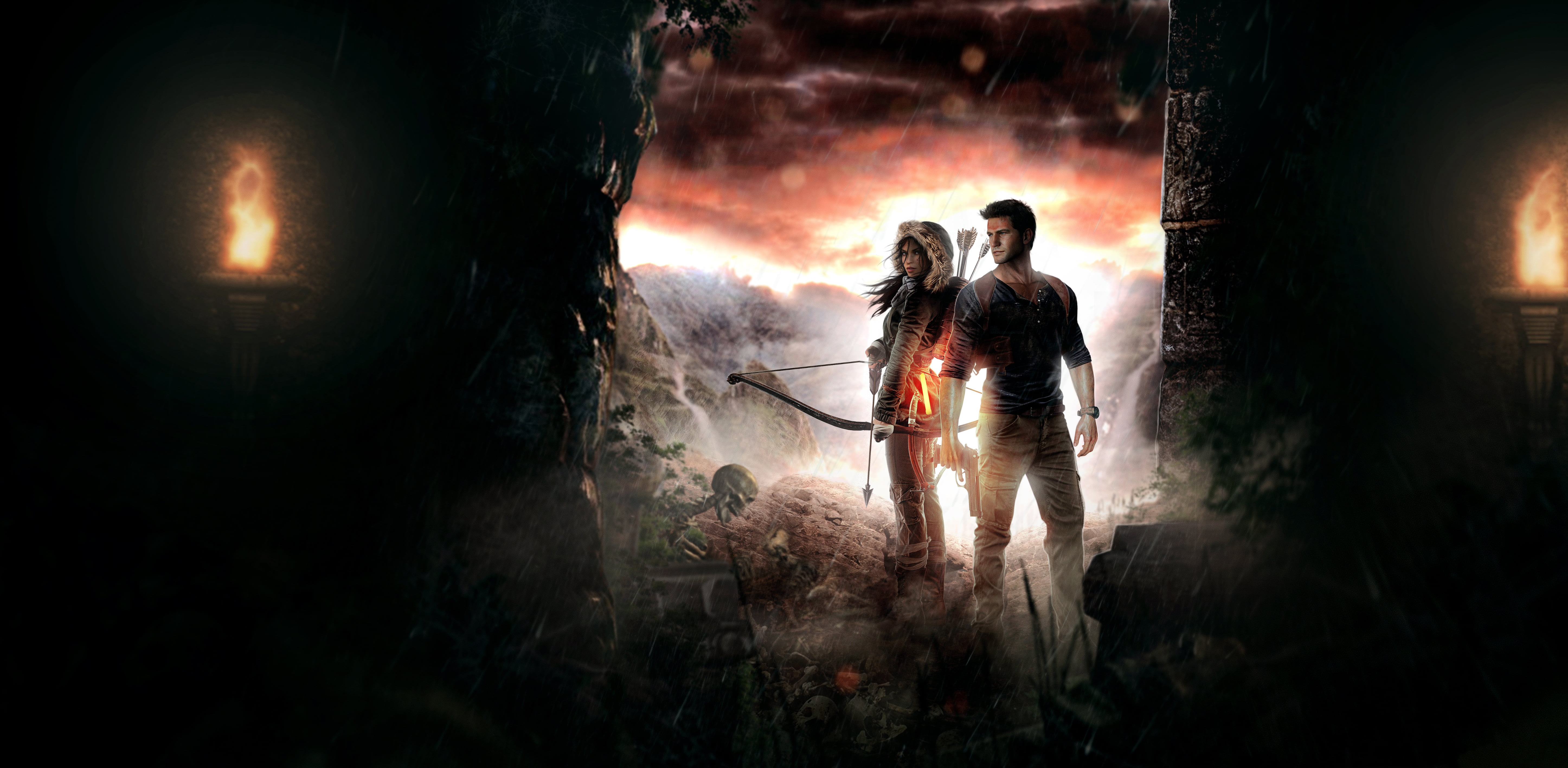 indoors, protection, Uncharted 4: A Thiefs End, cooperation, full length, rise of the tomb raider, Sony PlayStation, crossover, government, men, mid adult, HD Wallpaper