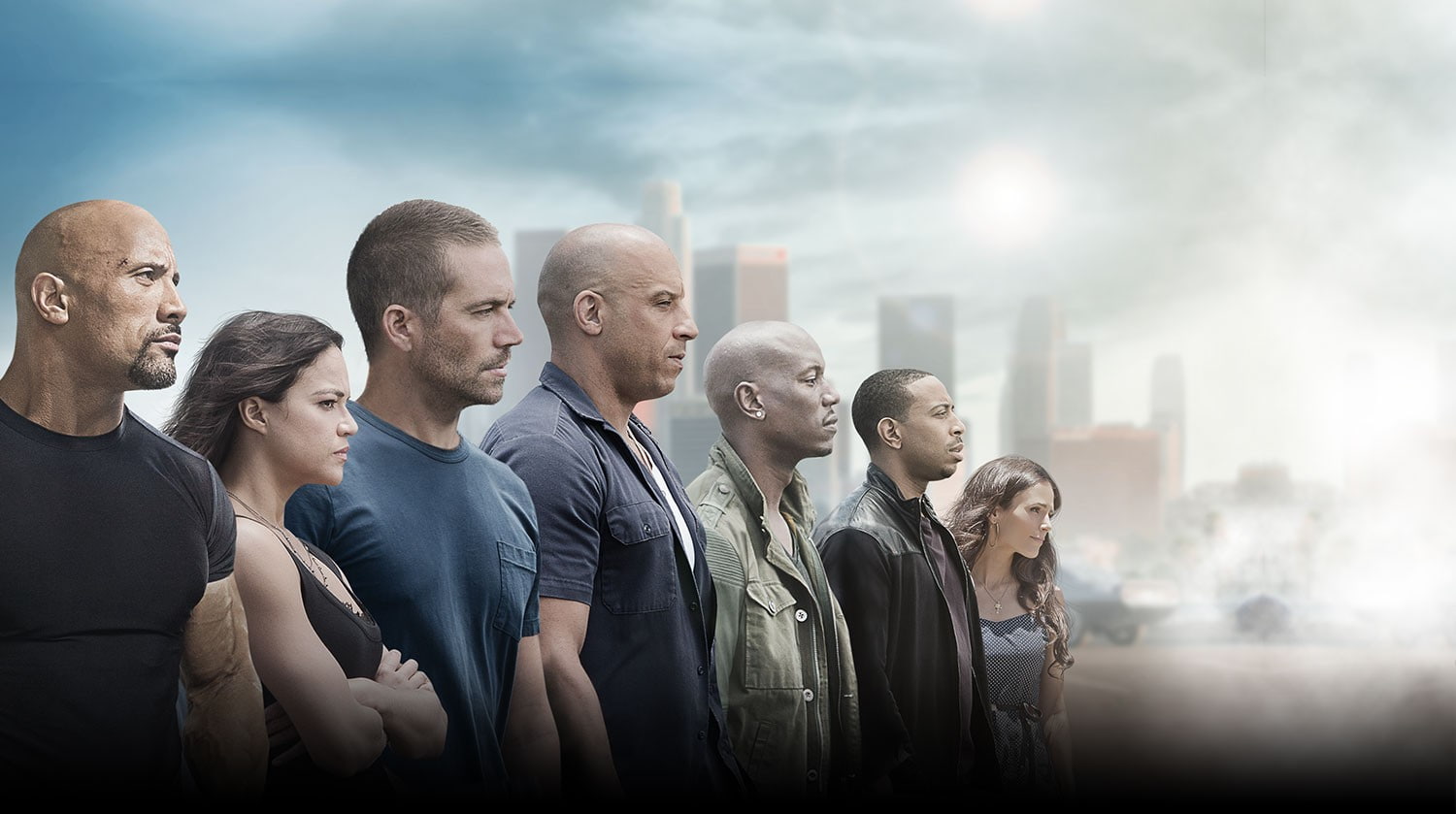 Dwayne Johnson, Furious 7, Ludacris, Tyrese Gibson, Vin Diesel, 720P, Paul Walker, Jordana Brewster, movies, Michelle Rodríguez, HD Wallpaper