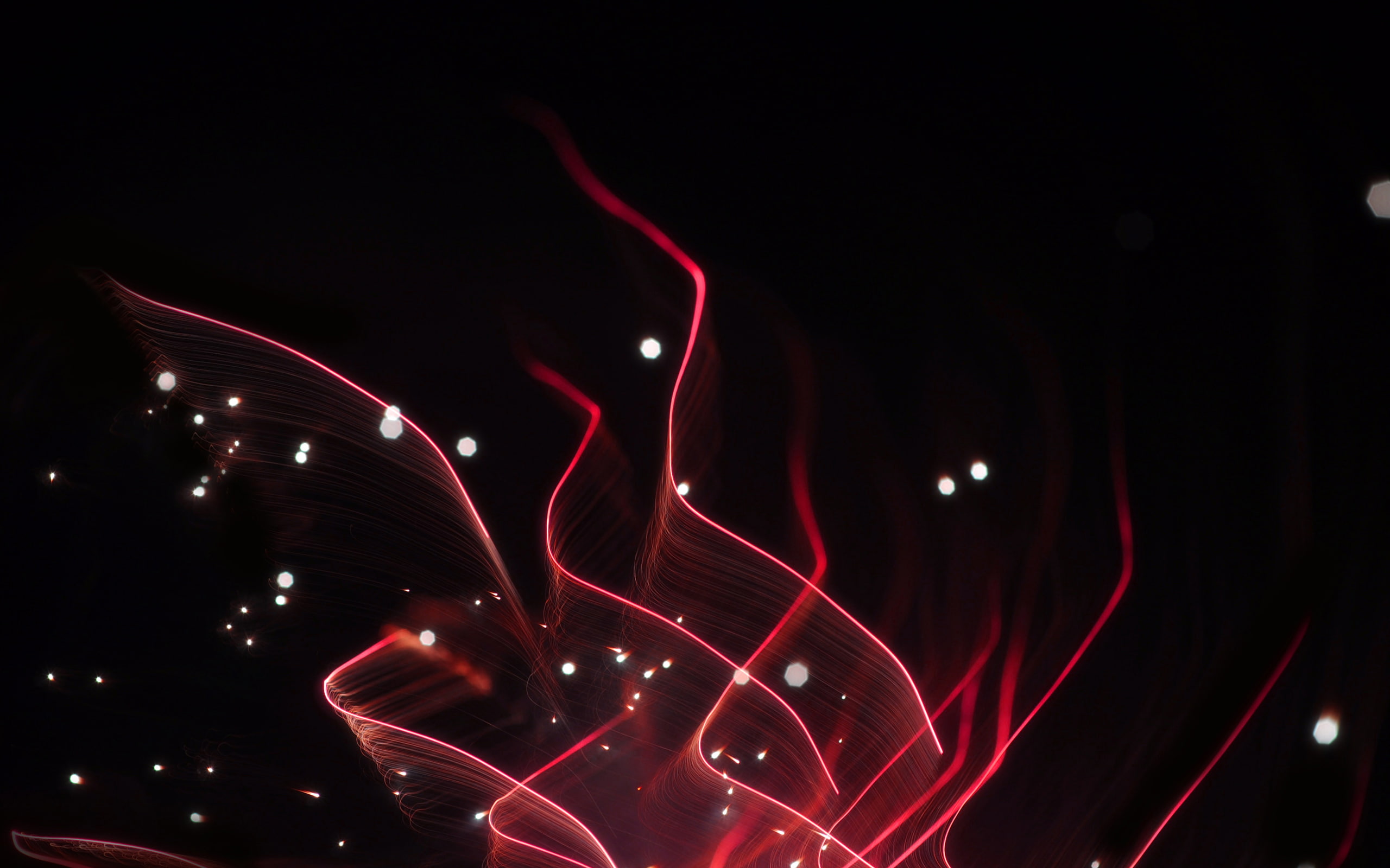 black, no people, red, curve, 2560x1600, decoration, dots, low angle view, circles, illustration, backgrounds, architecture, space, black background, motion, HD Wallpaper