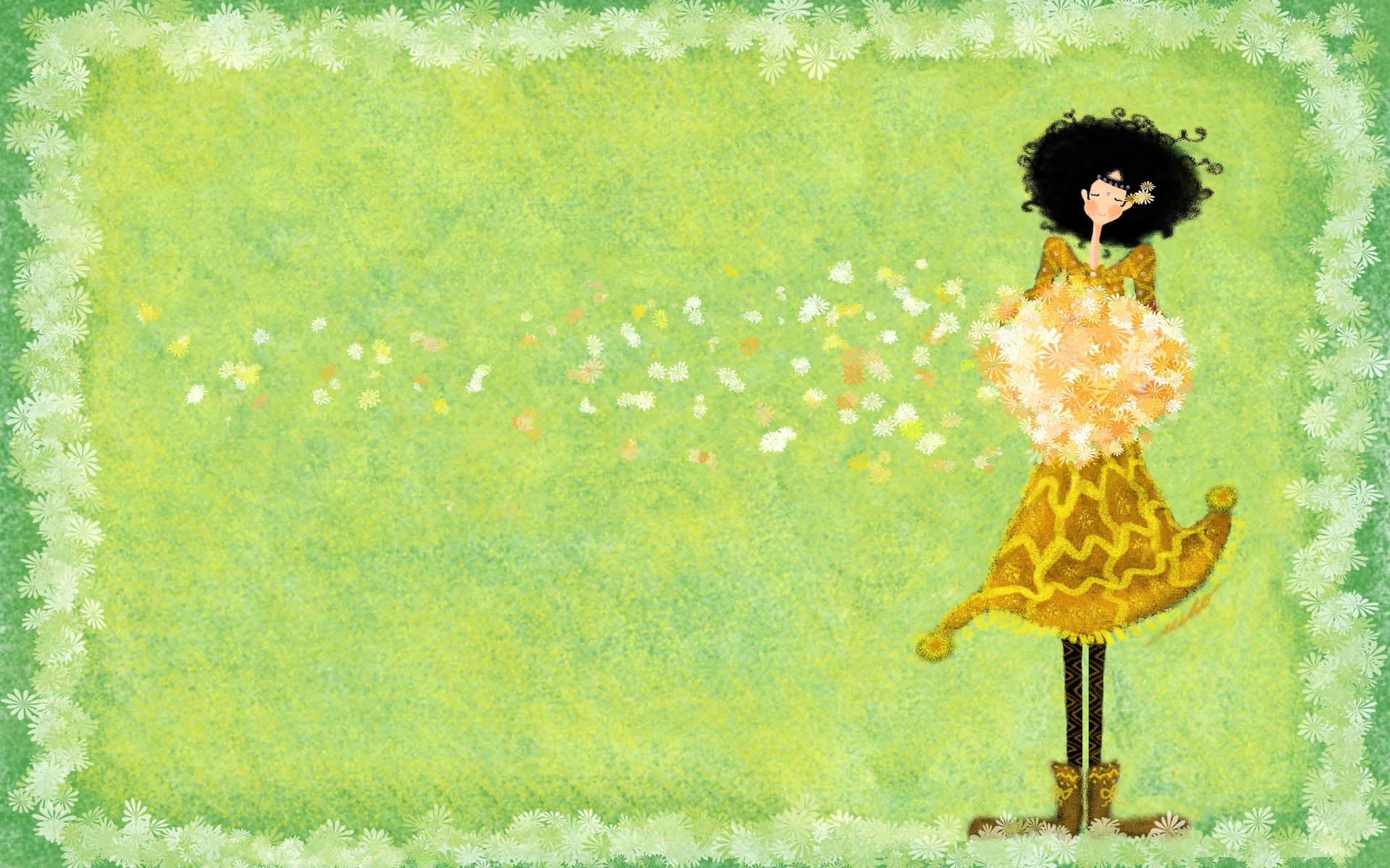 outdoors, women, 1080P, girl, flower, day, woman, adult, background, rear view, young adult, leisure activity, human arm, green color, pattern, nature, HD Wallpaper