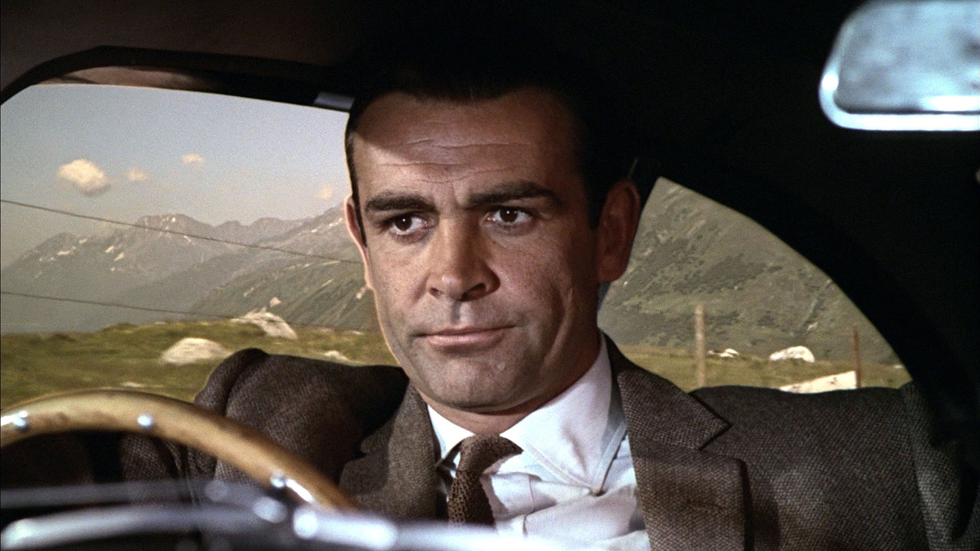 front view, men, mature adult, motor vehicle, businessman, 1080P, movies, one person, headshot, car, mature men, Sean Connery, adult, looking at camera, HD Wallpaper