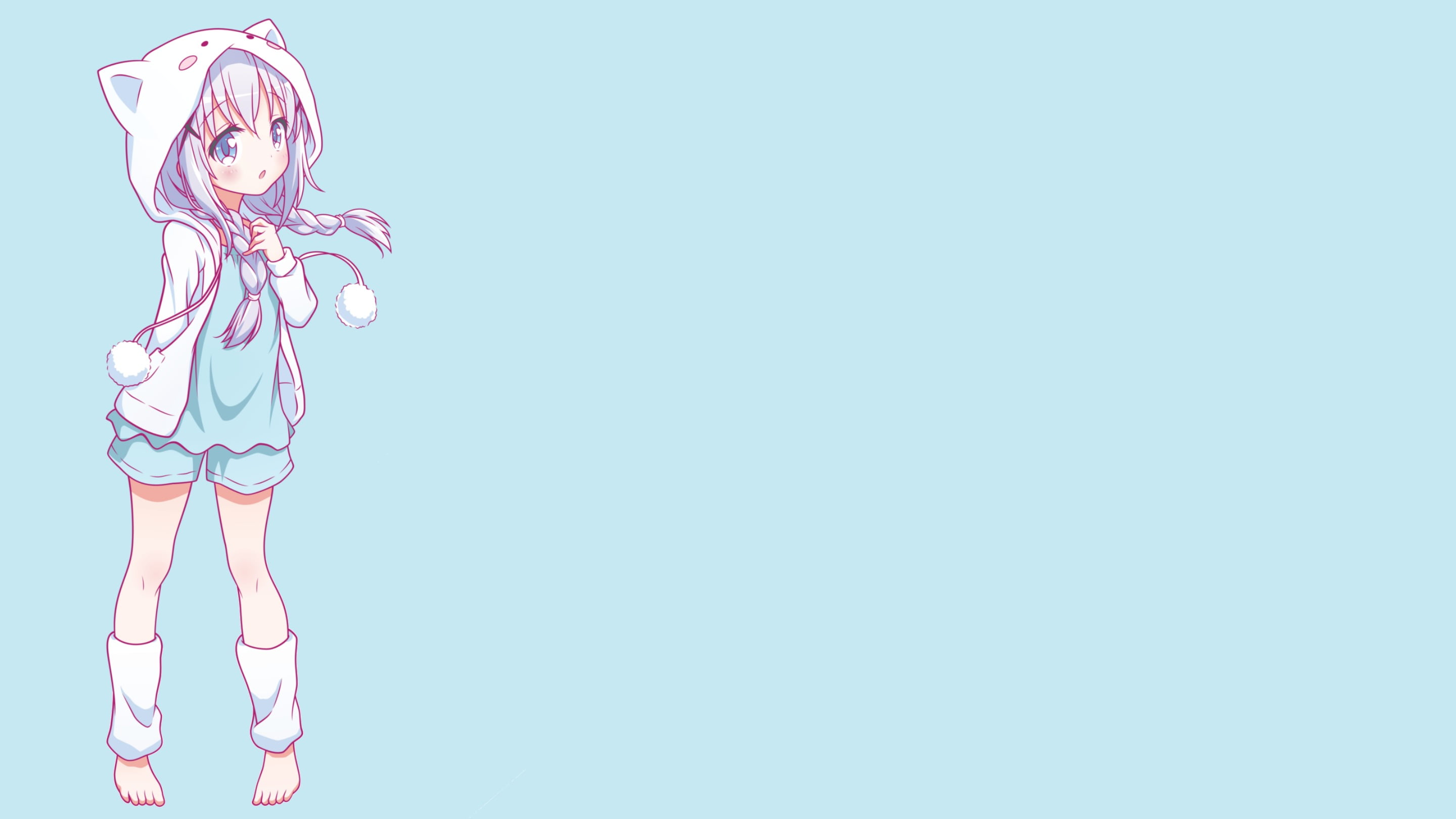 one person, Kafuu Chino, blue, art and craft, 2K, blue background, indoors, clothing, Gochuumon wa Usagi Desu ka?, no background, child, creativity, women, HD Wallpaper