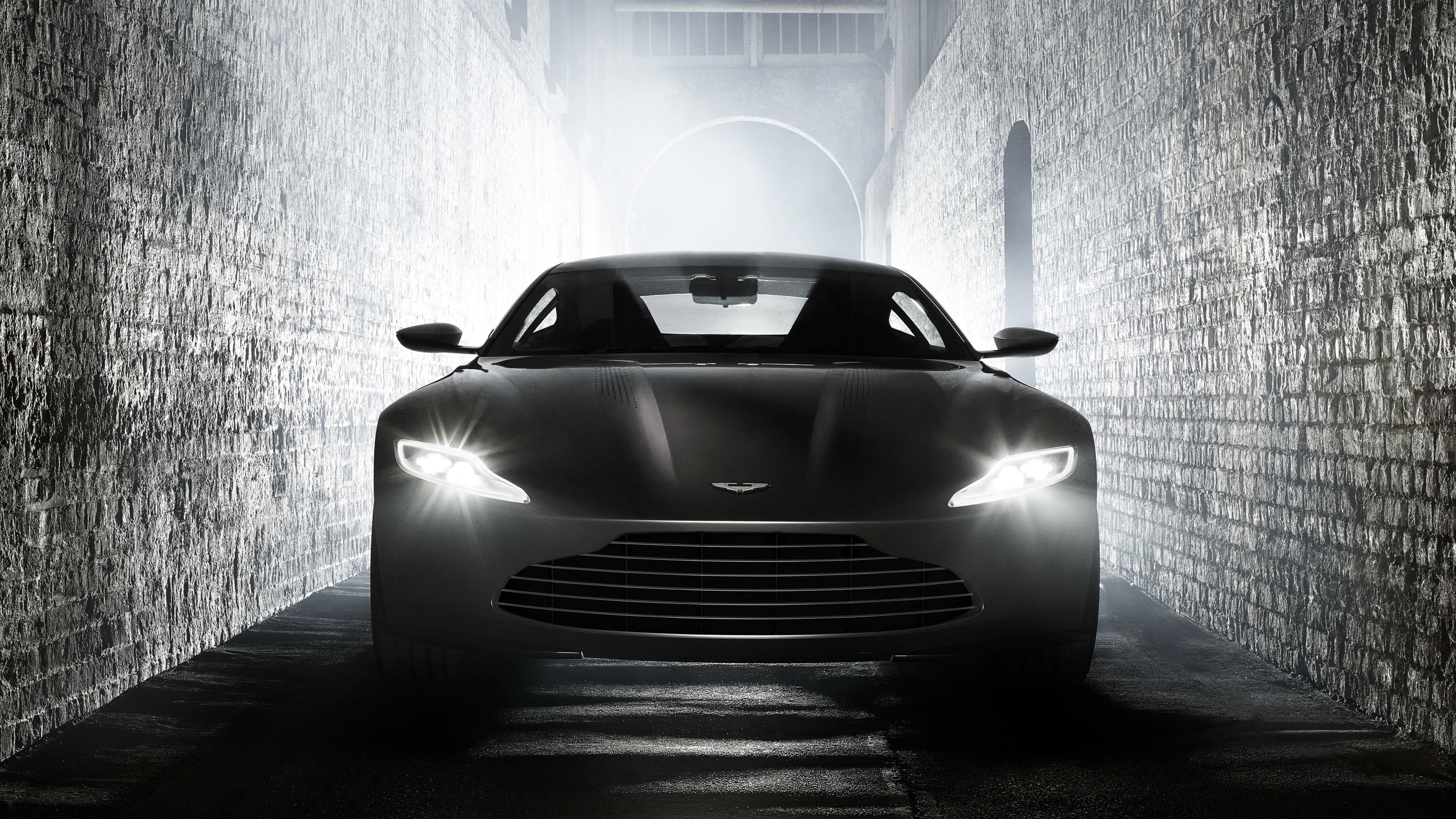 car, metal, night, Bond Cars, electric lamp, land vehicle, motion, transportation, headlight, wall - building feature, mode of transportation, tunnel, 4K, HD Wallpaper