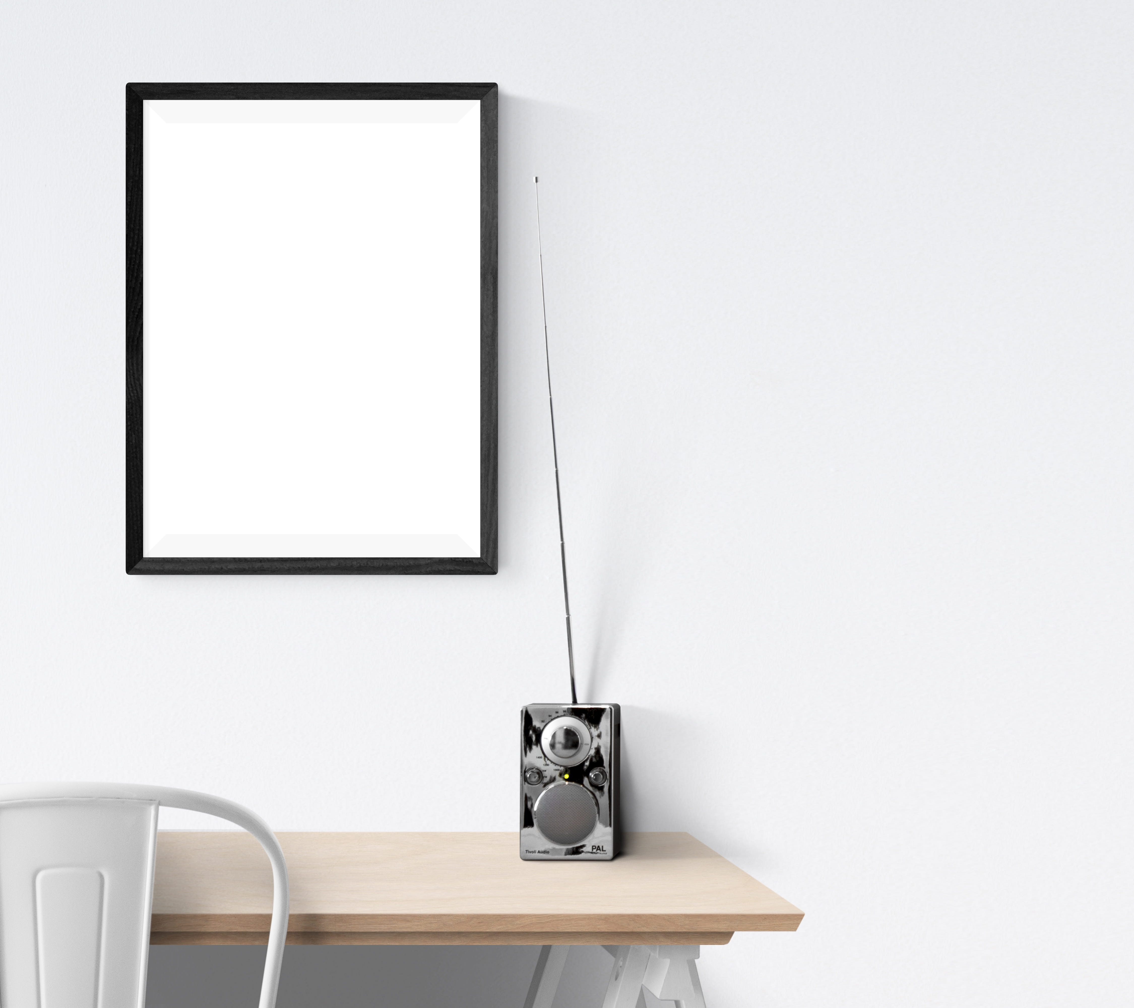 table, desk, artwork, frame, absence, technology, chair, poster, presentation, gallery, no people, modern, furniture, portrait, mockup, deco, copy space, HD Wallpaper