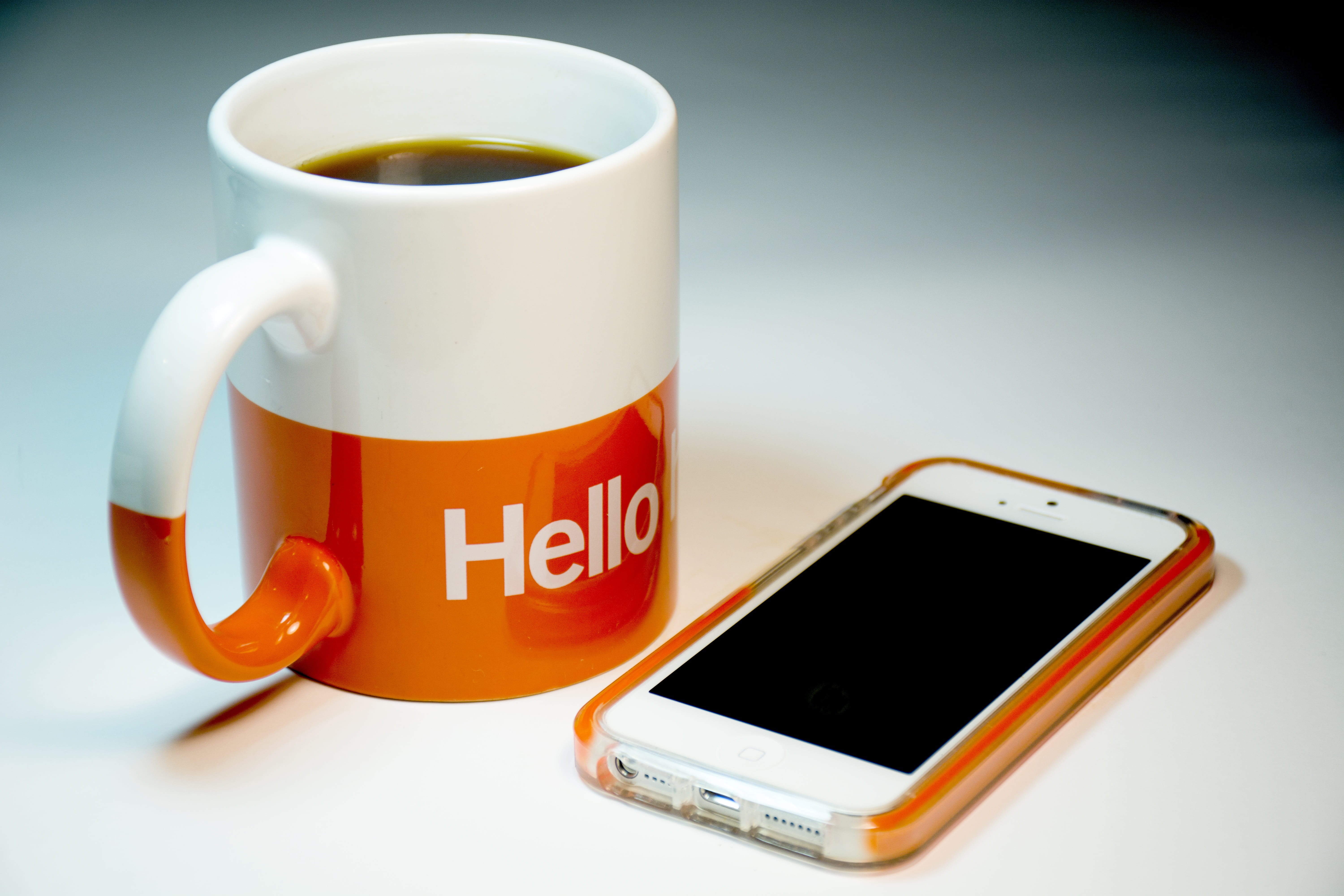 ready, wireless technology, orange, equipment, office, drink, welcome, touch, portable information device, business, ceramic, caffeine, telephone, espresso, HD Wallpaper