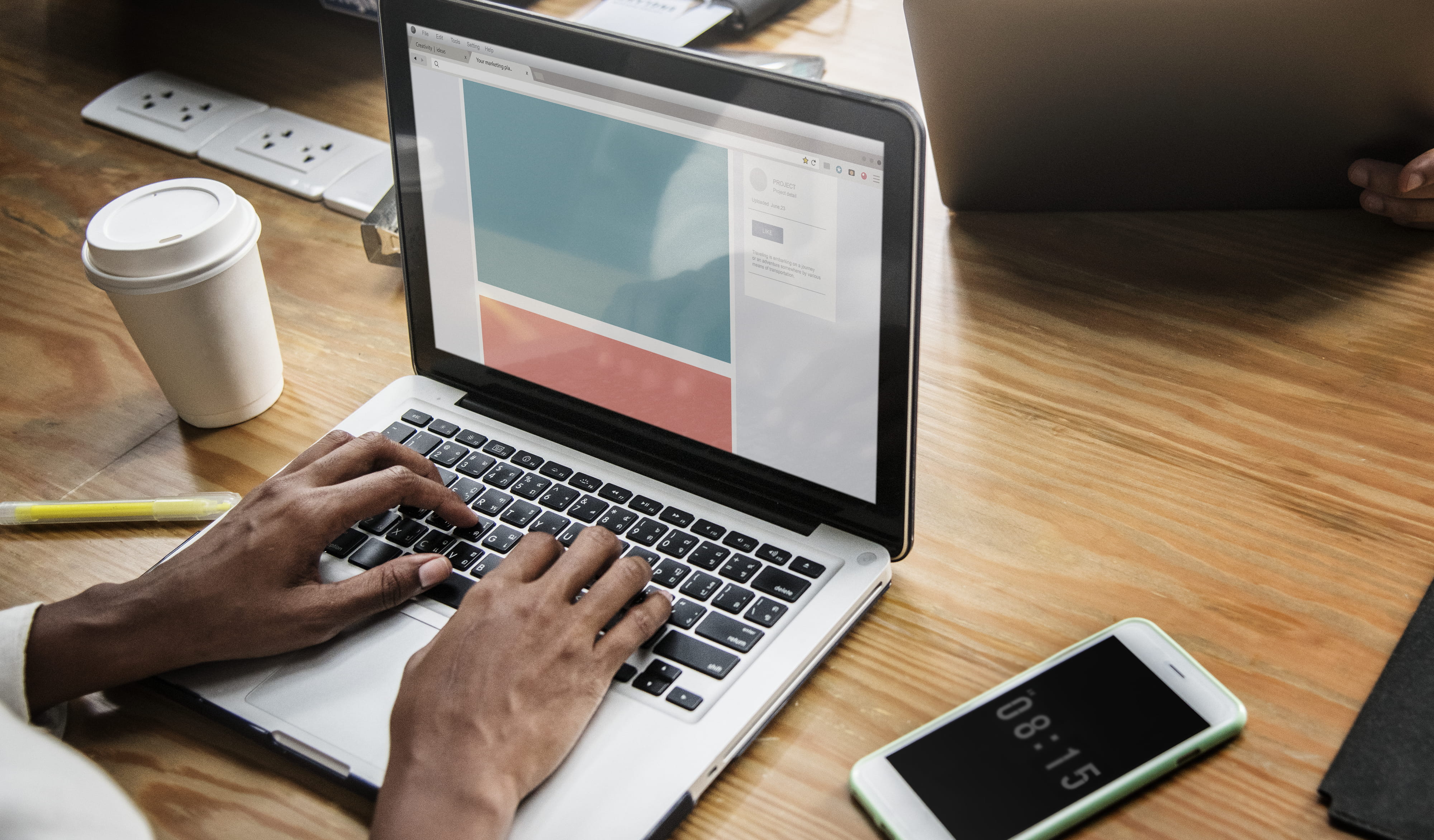 keyboard, electronics, technology, convenience, computer network, pro, working, desk, indoor, using laptop, person, hot drink, table, business, room, cup, HD Wallpaper