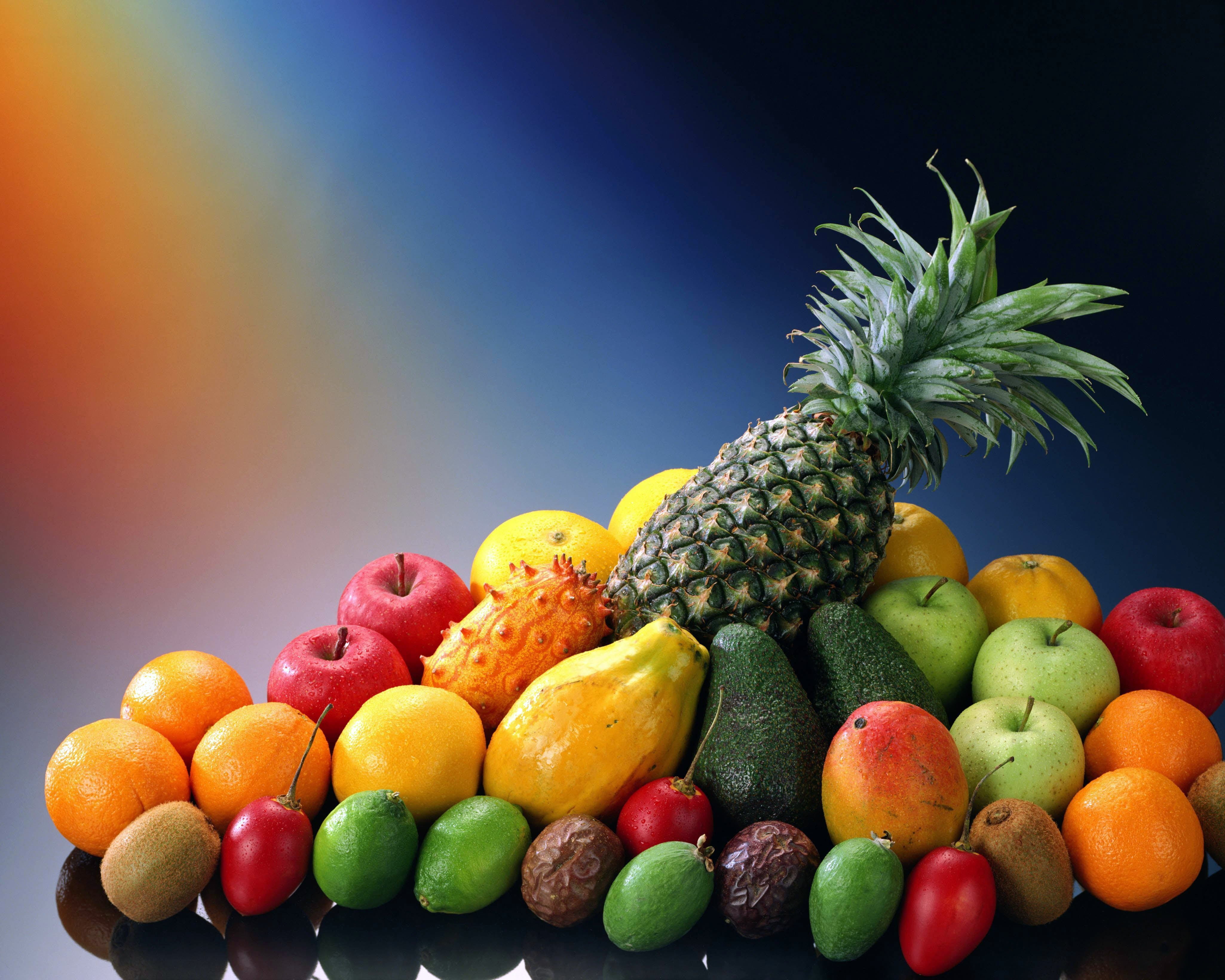 berry fruit, nature, banana, studio shot, refreshment, kiwi, orange, fruit, apple - Fruit, pineapple, vegetarian Food, lemon, close-up, gourmet, orange - Fruit, HD Wallpaper