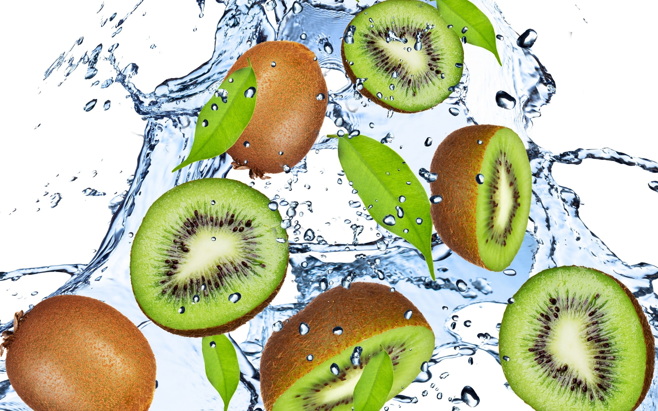 kiwi - Fruit, green Color, fruit, liquid, juice, seed, splashing, high angle view, slice, isolated, apple - Fruit, green, cross section, white background, HD Wallpaper