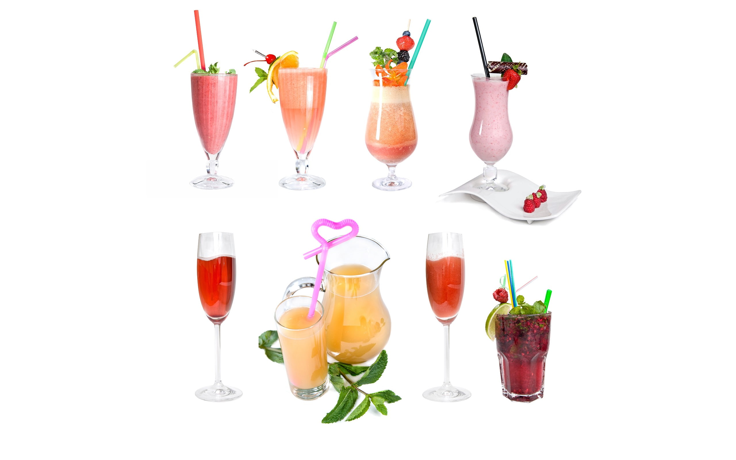 food and drink, freshness, refreshment, cocktail, no people, fruit, cocktails, still life, herb, orange color, alcohol, drinking straw, white background, HD Wallpaper