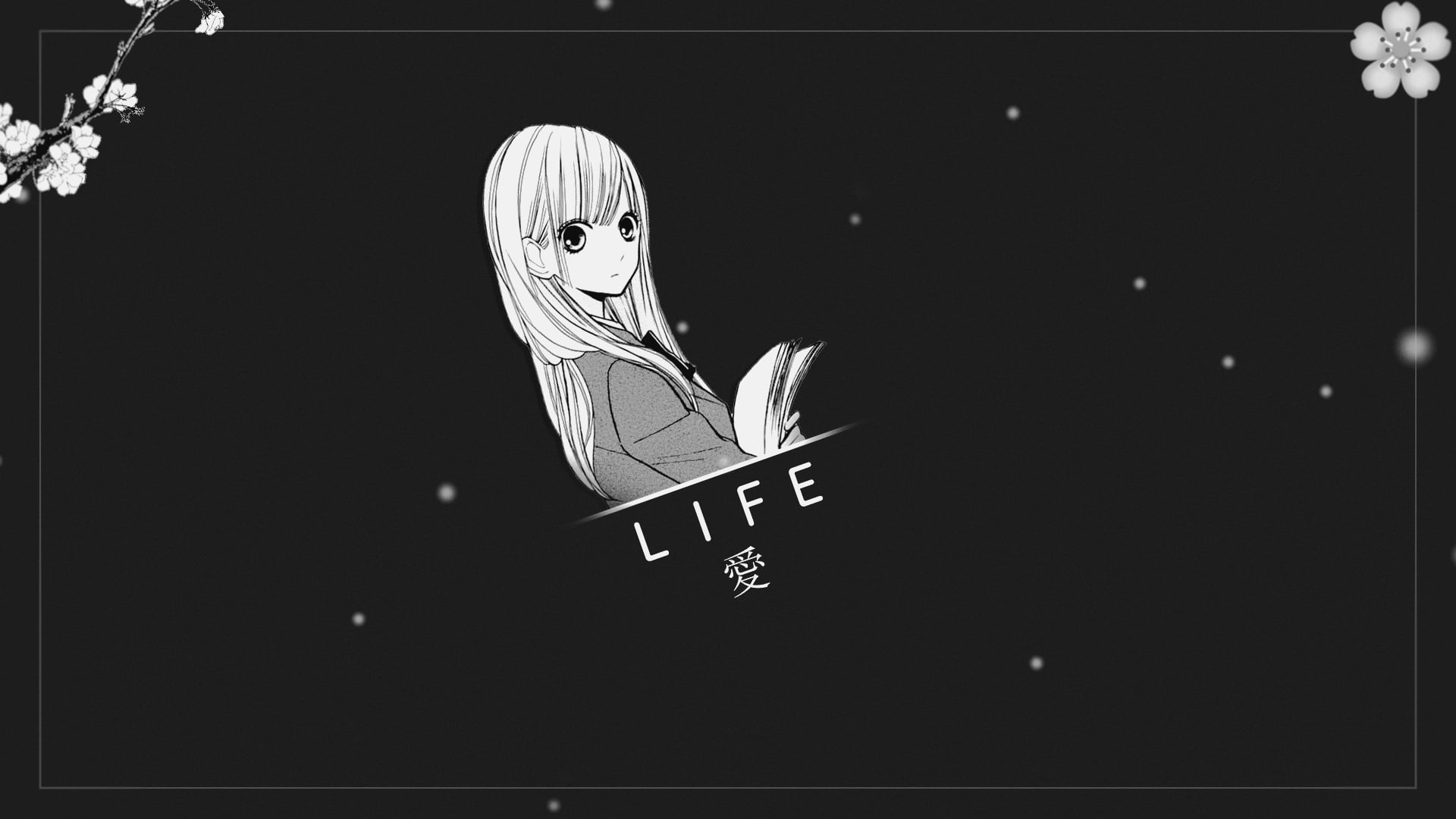 dark background, anime girls, life, 1080P, black, simple, women, anime, minimalism, HD Wallpaper