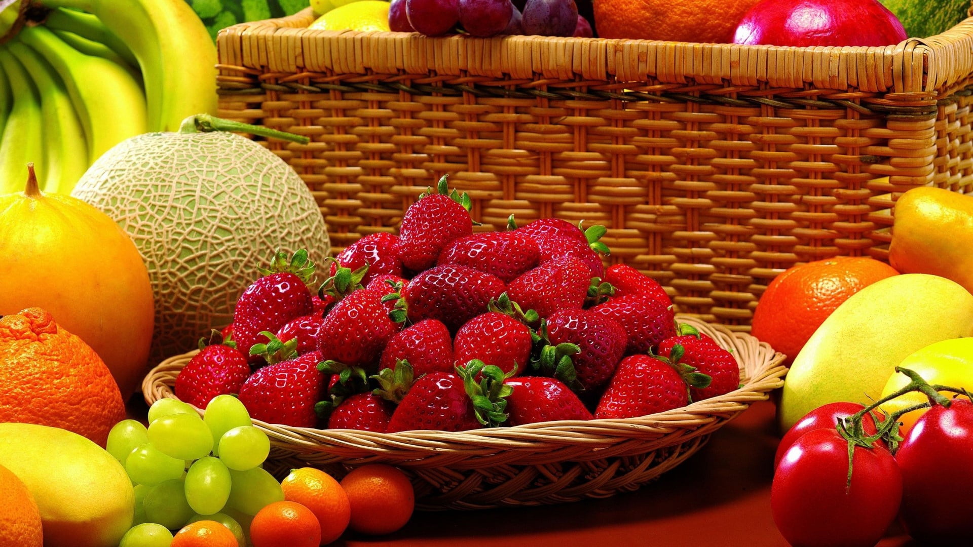 vitamin, healthy Lifestyle, red, large Group of Objects, grape, choice, grapes, tomato, pear, strawberries, vegetable, food, 1080P, eating, nature, lime, HD Wallpaper