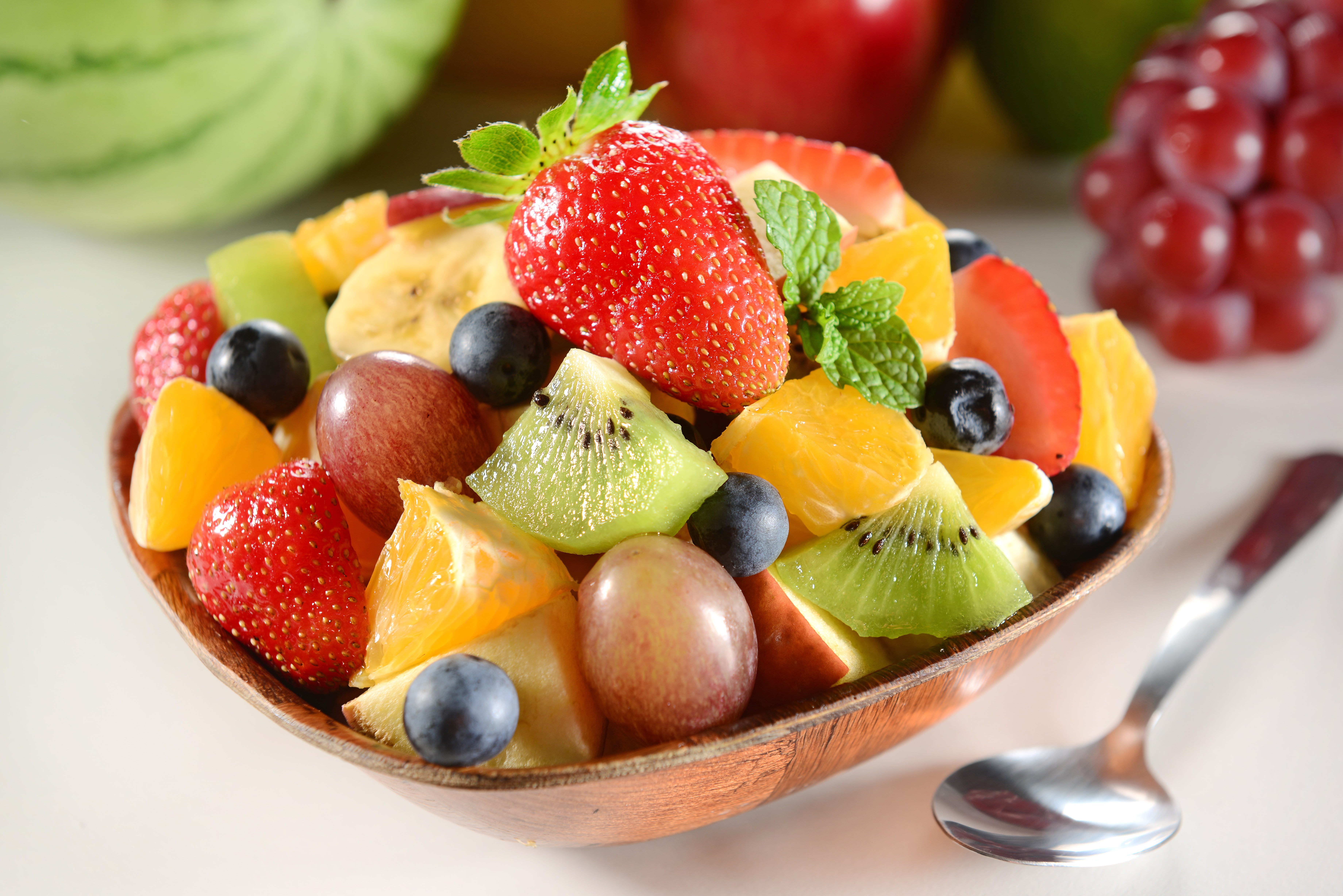 blueberries, food, 5K, bilberry, berries, healthy eating, berry fruit, wellbeing, bowl, assorted, no people, grapes, fruit, mint leaf - culinary, kiwi - fruit, HD Wallpaper
