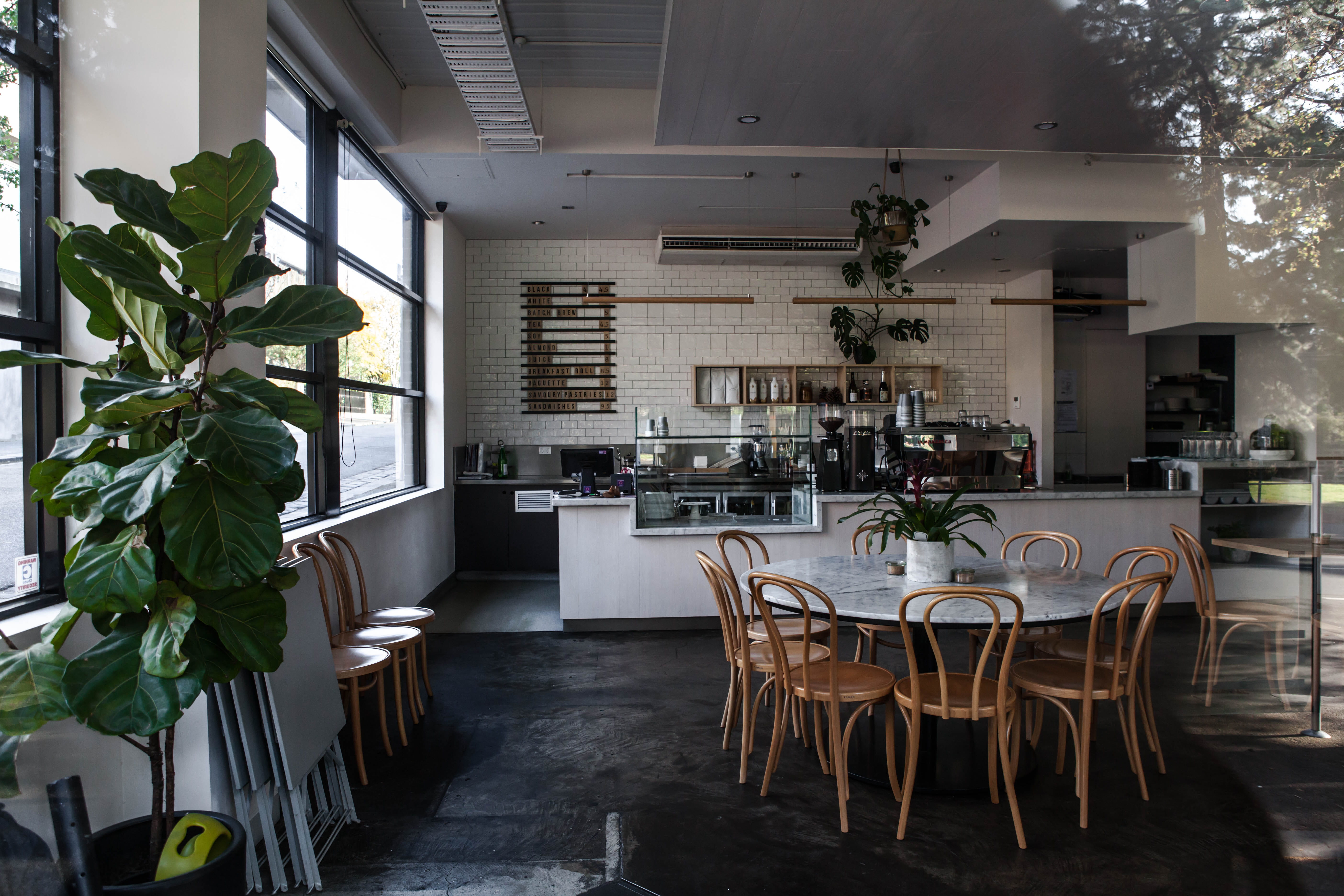waiting room, furniture, seat, nature, cafe, 5K, white, houseplant, potted plant, chair, indoors, pottery, wooden, table, business, window, dining table, HD Wallpaper