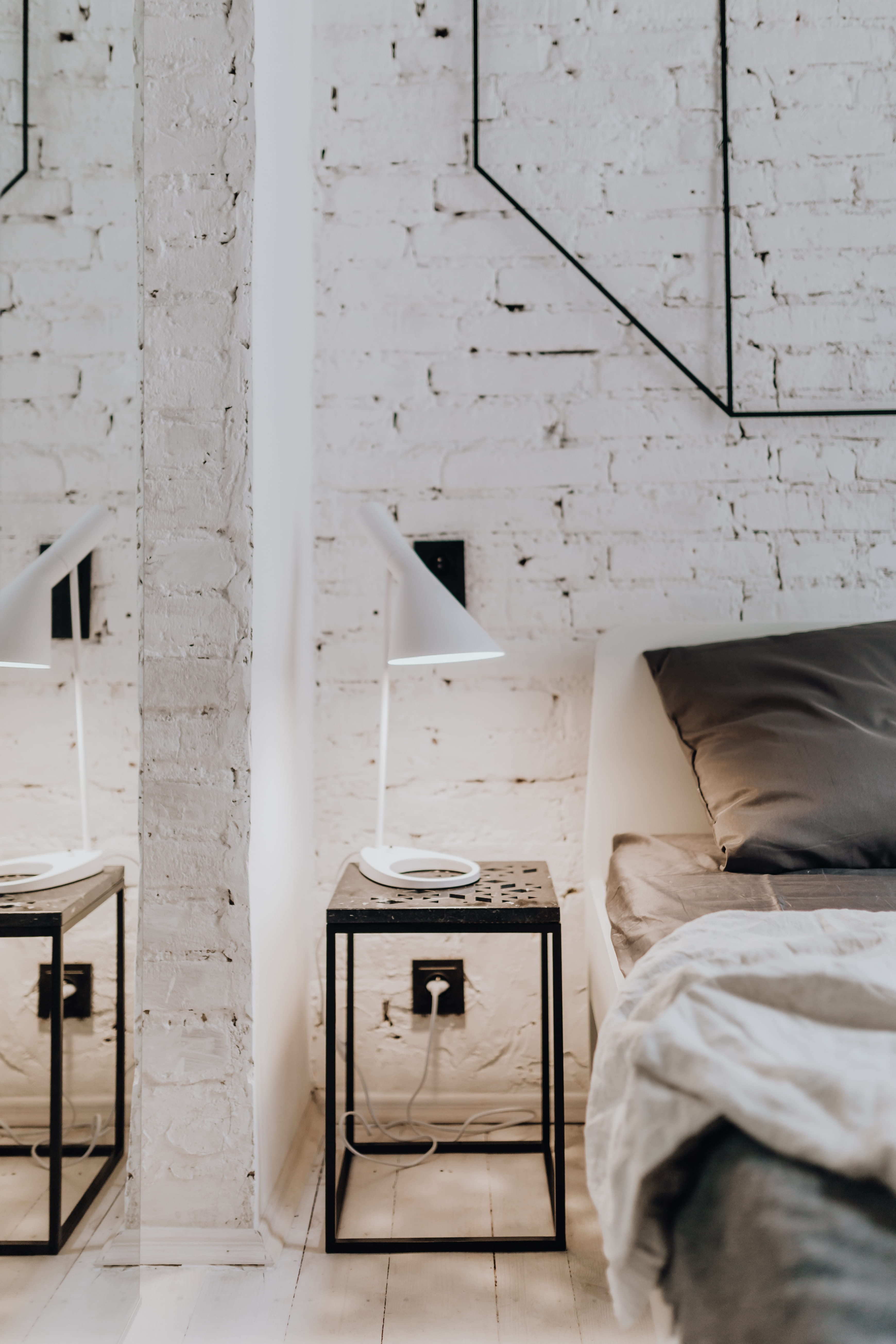 Uncommon, brick wall, scandi, living, indoors, building, marble, window, day, white floor, bed, common, contemporary, domestic room, seat, wood - material, Phone HD Wallpaper