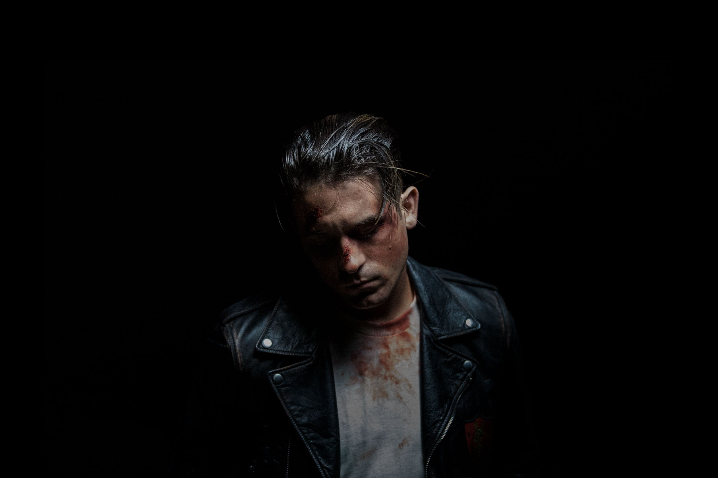 negative emotion, hd, serious, headshot, 1080P, mature adult, indoors, adult, mature men, dark, mid adult, g eazy, front view, men, facial hair, studio shot, HD Wallpaper
