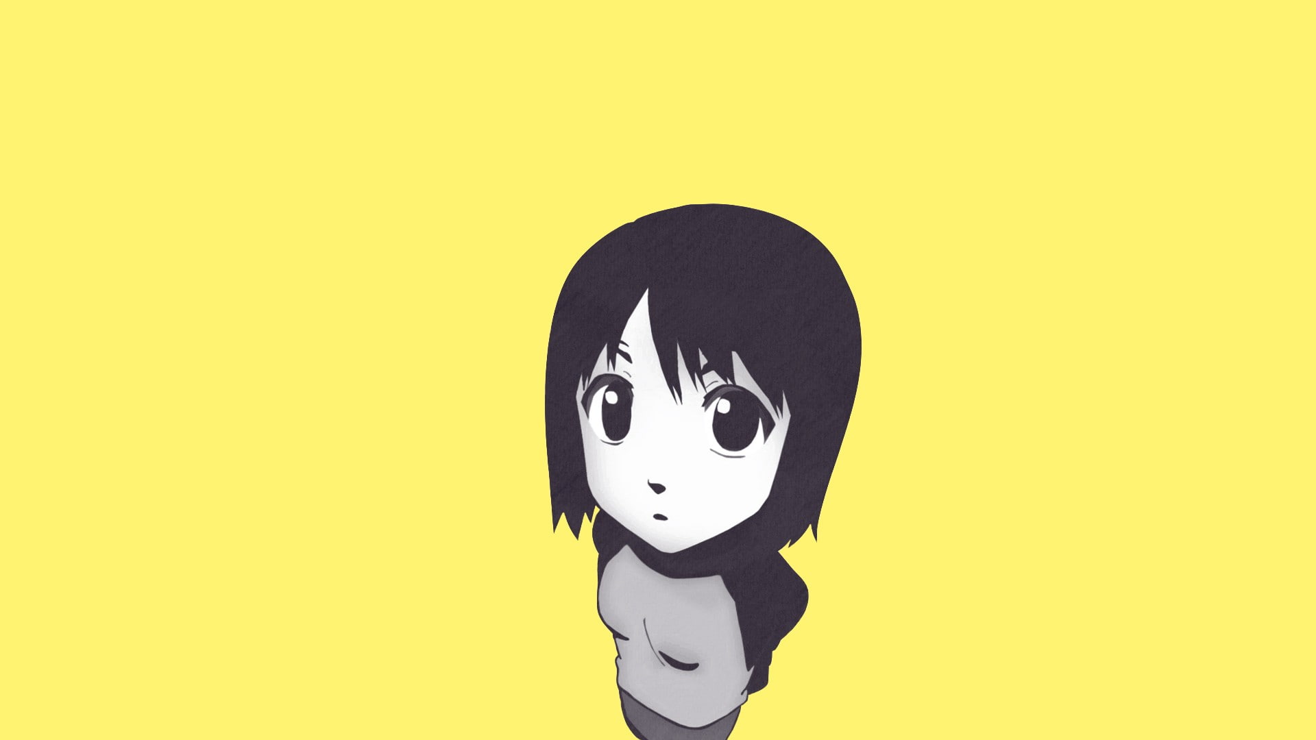 copy space, colored background, smiling, emotion, yellow, 1080P, Nakahara Misaki, Welcome to the NHK, studio shot, representation, art and craft, creativity, HD Wallpaper
