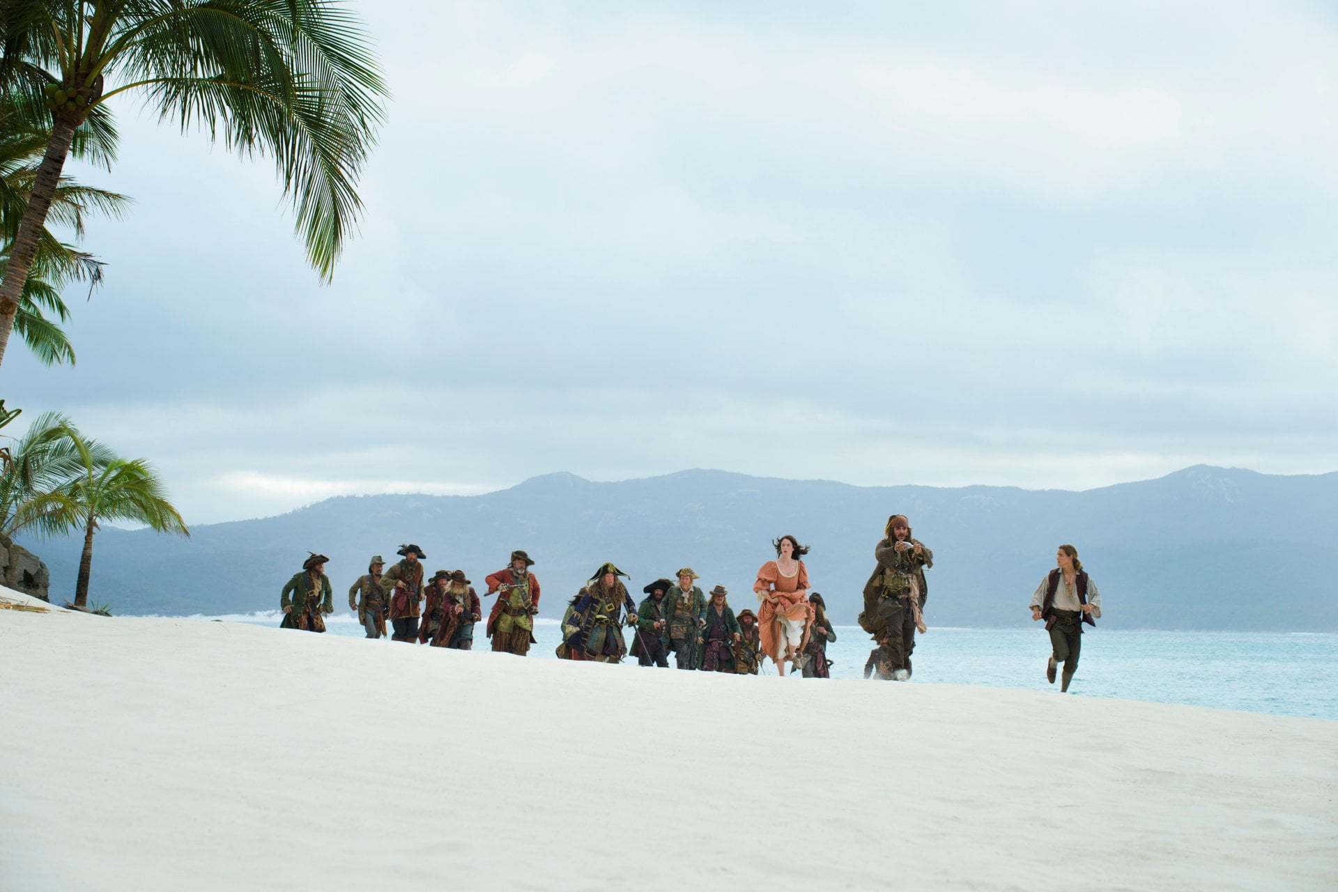 Hector Barbossa, Geoffrey Rush, group of people, Movie, outdoors, nature, Brenton Thwaites, Henry Turner, sea, Kaya Scodelario, Johnny Depp, adult, Jack Sparrow, HD Wallpaper