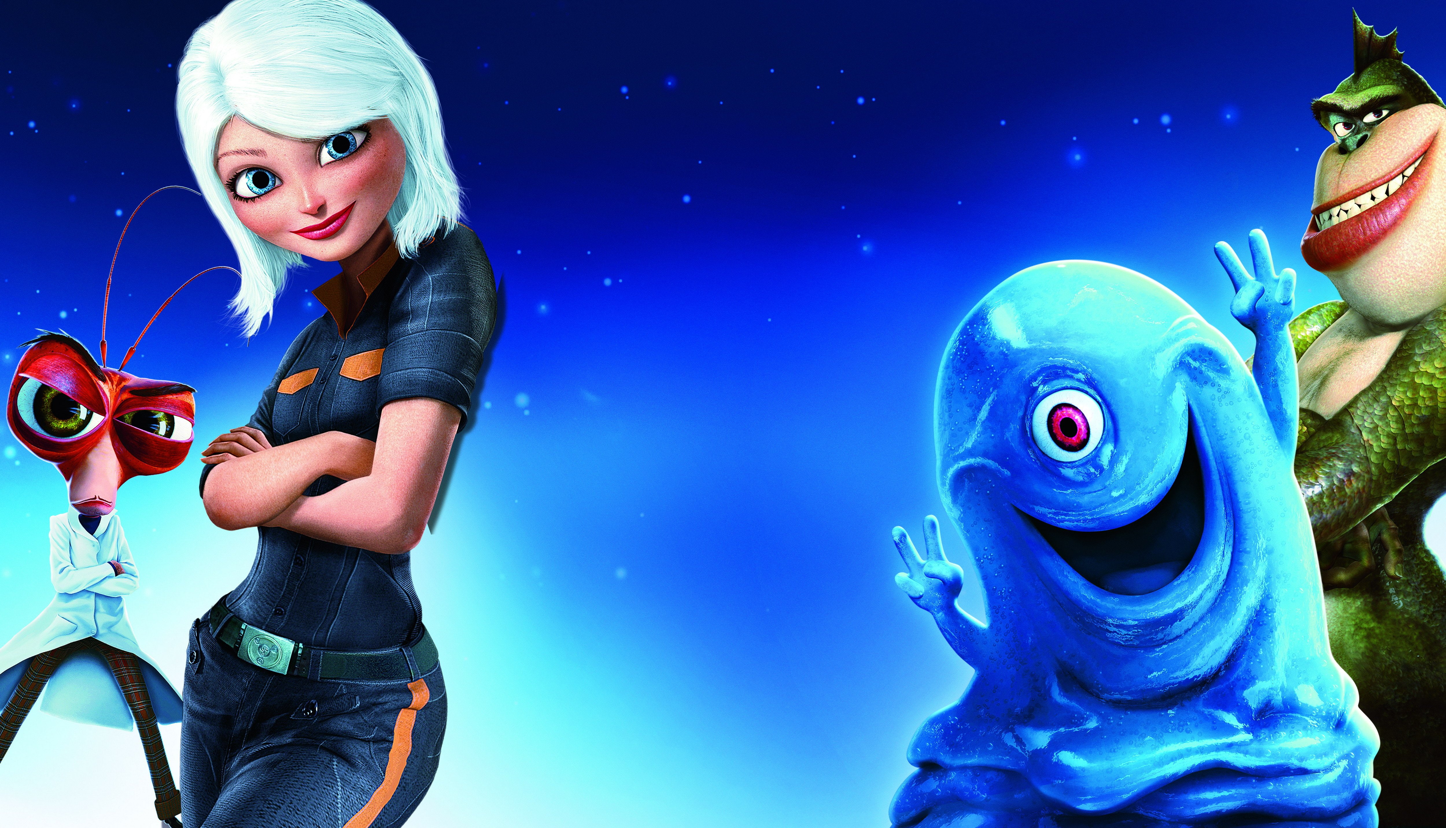 film, 4K, animation, movie, alien, sci fi, monsters vs aliens, cartoon, monster, monsters, aliens, HD Wallpaper