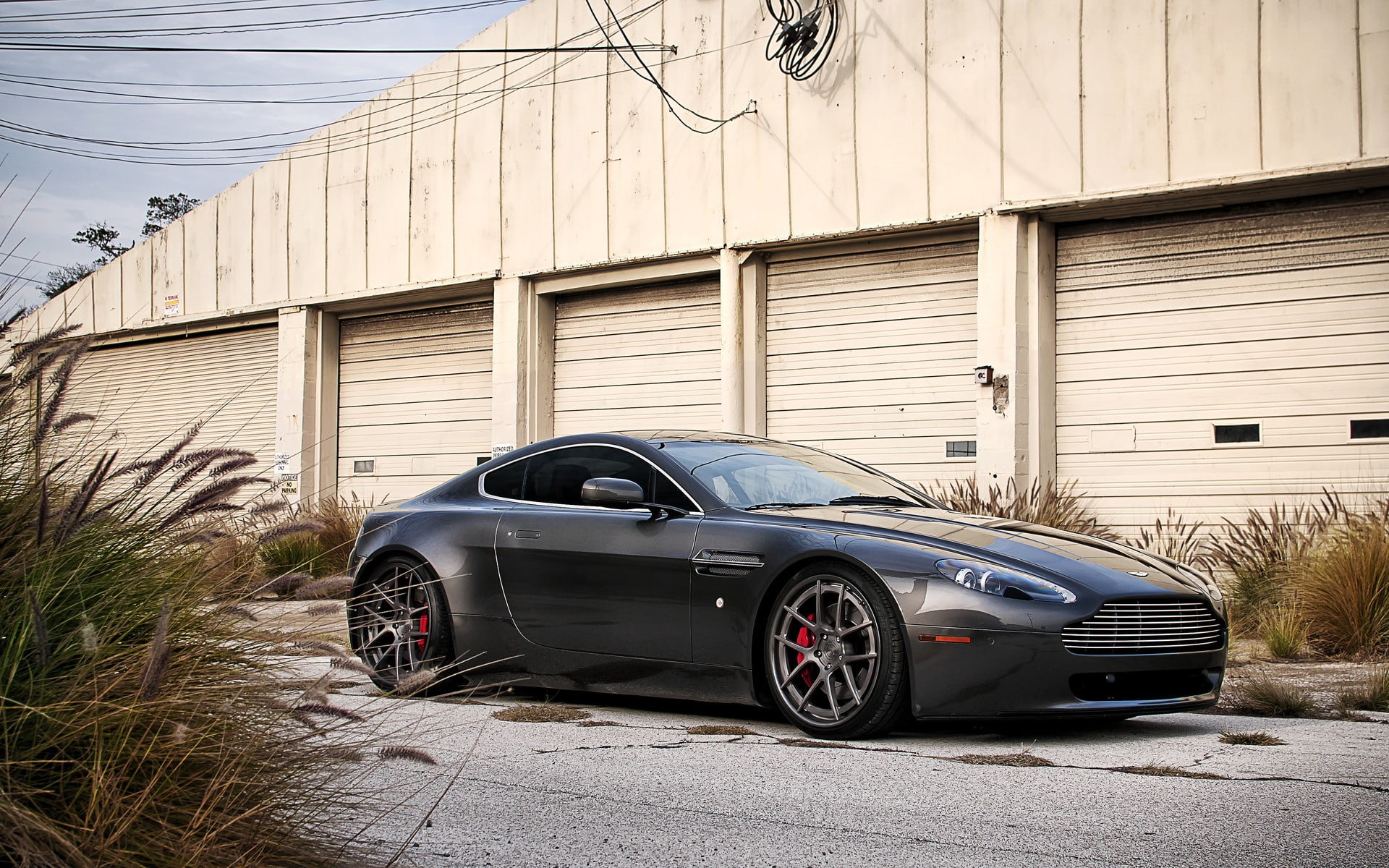 1080P, land vehicle, no people, motor vehicle, parking, nature, garage, city, transportation, crash, sports car, Aston Martin, building exterior, outdoors, HD Wallpaper